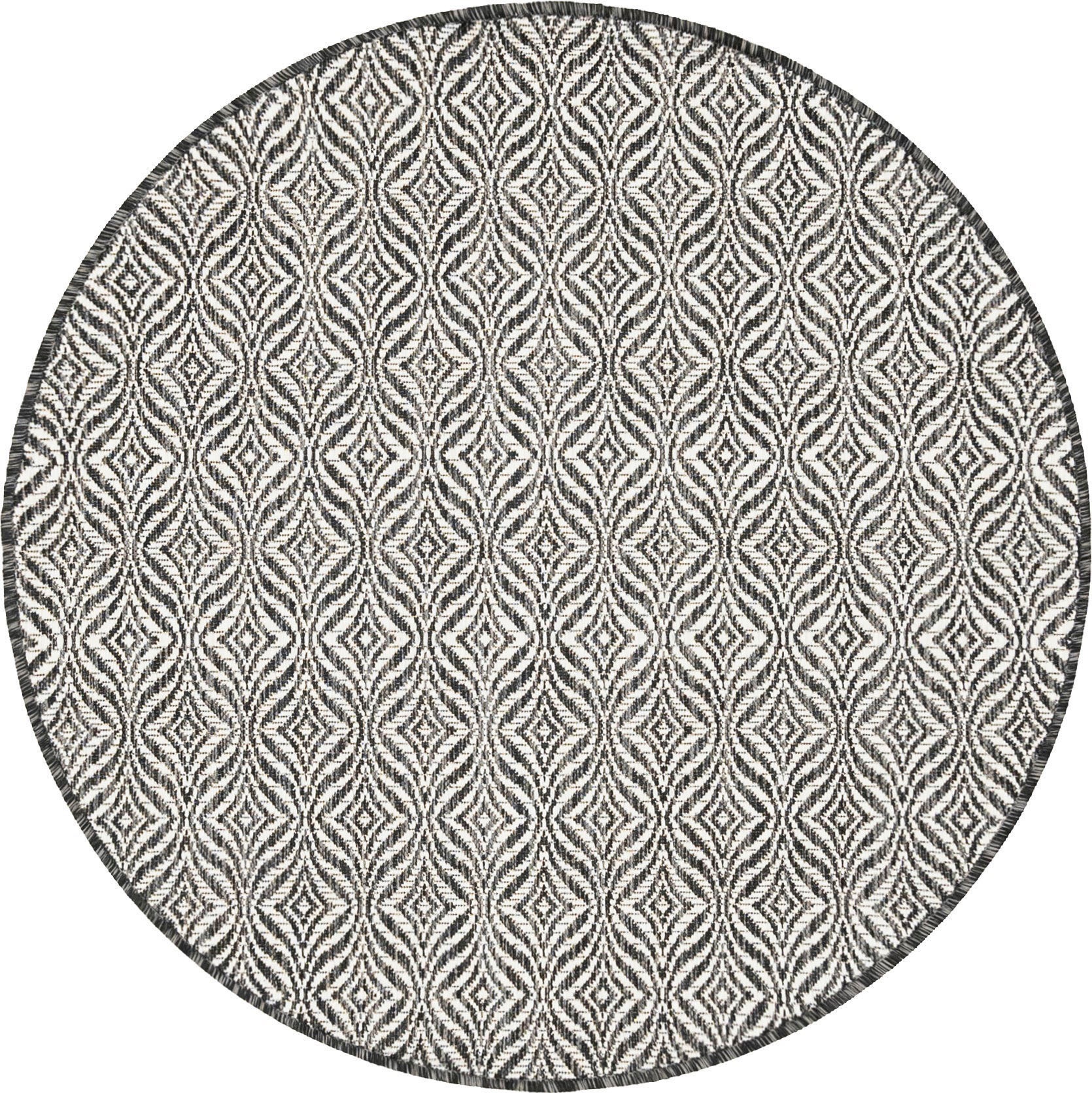 Image of Myflair Möbel & Accessoires Teppich »Outdoor Crosses«, rund, 4 mm Höhe, Flachgewebe, In- und Outdoor geeignet, ideal im Wohnzimmer & Schlafzimmer bei Ackermann Versand Schweiz