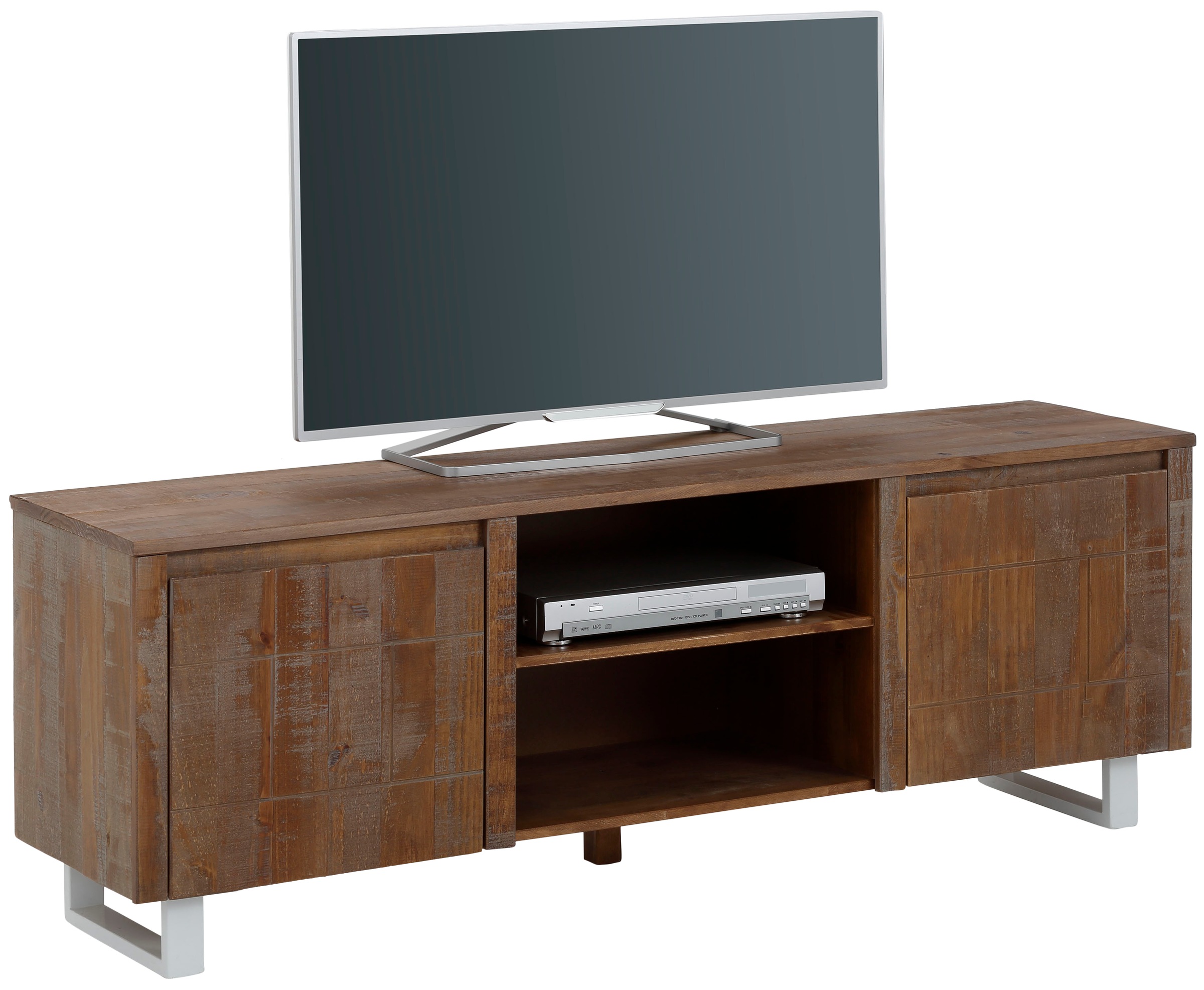 Home affaire Lowboard »Lagos«, Kommode aus massivem Kiefernholz, mit weiss lackiertem Beingestell