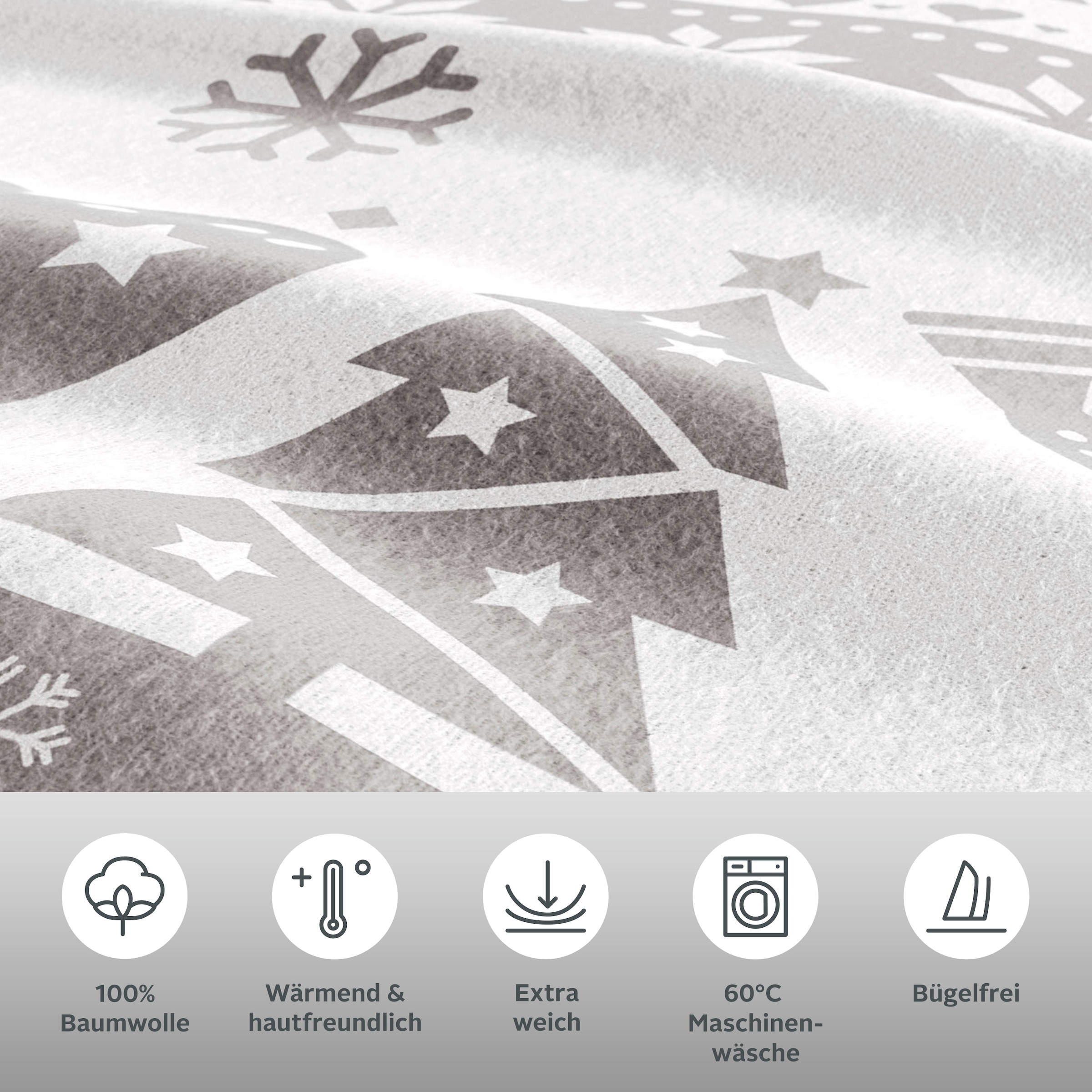 my home Linge de lit »Sindbad in Gr. 135x200 oder 155x220 cm, ideal für Weihnachten« 2 tlg. Weihnachtsbettwäsche, Winter