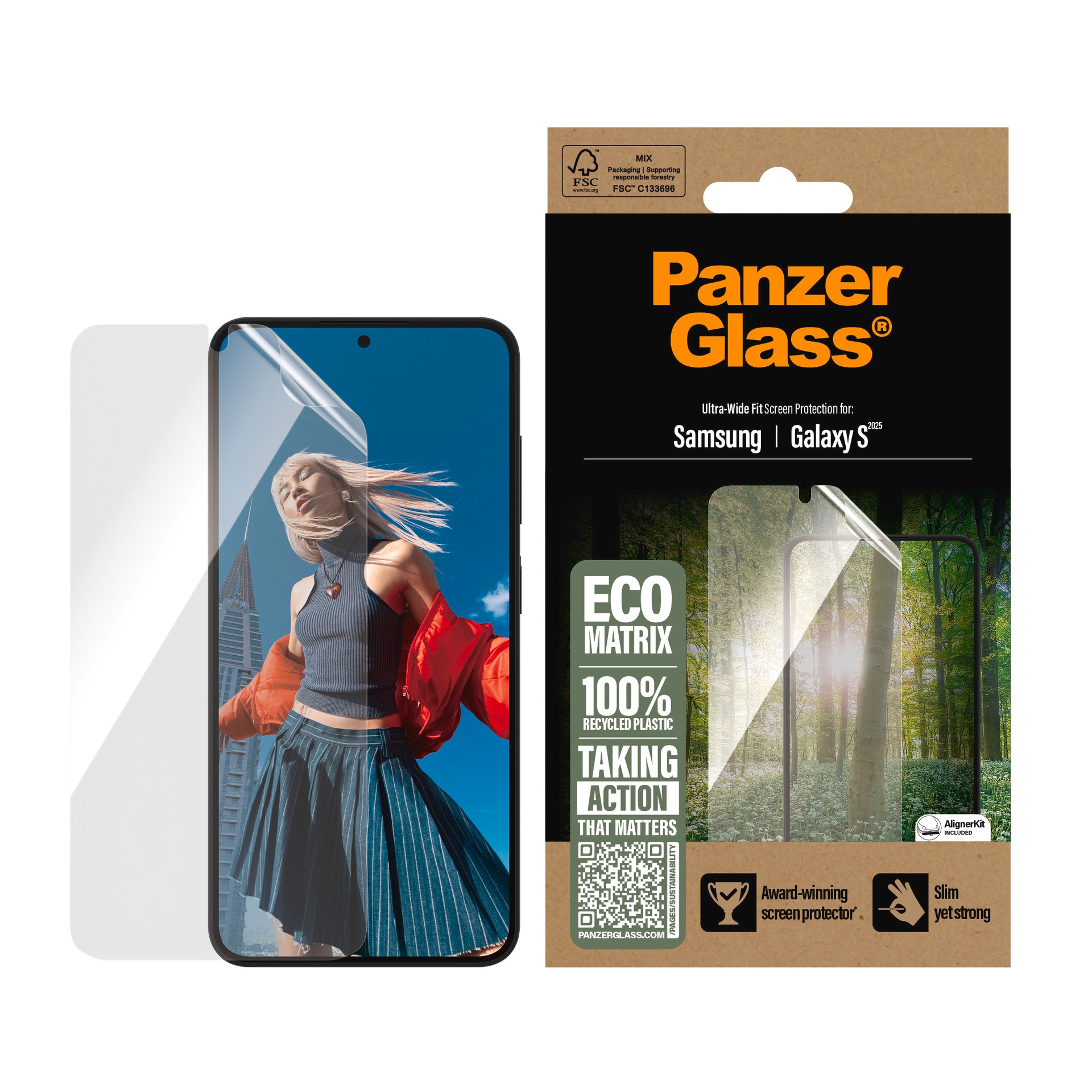 Image of PanzerGlass Displayschutzfolie "Ultra-Wide Fit Screen Protection" für Samsung Galaxy S25 Schutzfilm, Schutzfolie, Bildschirmschutz, kratz- & stossfest