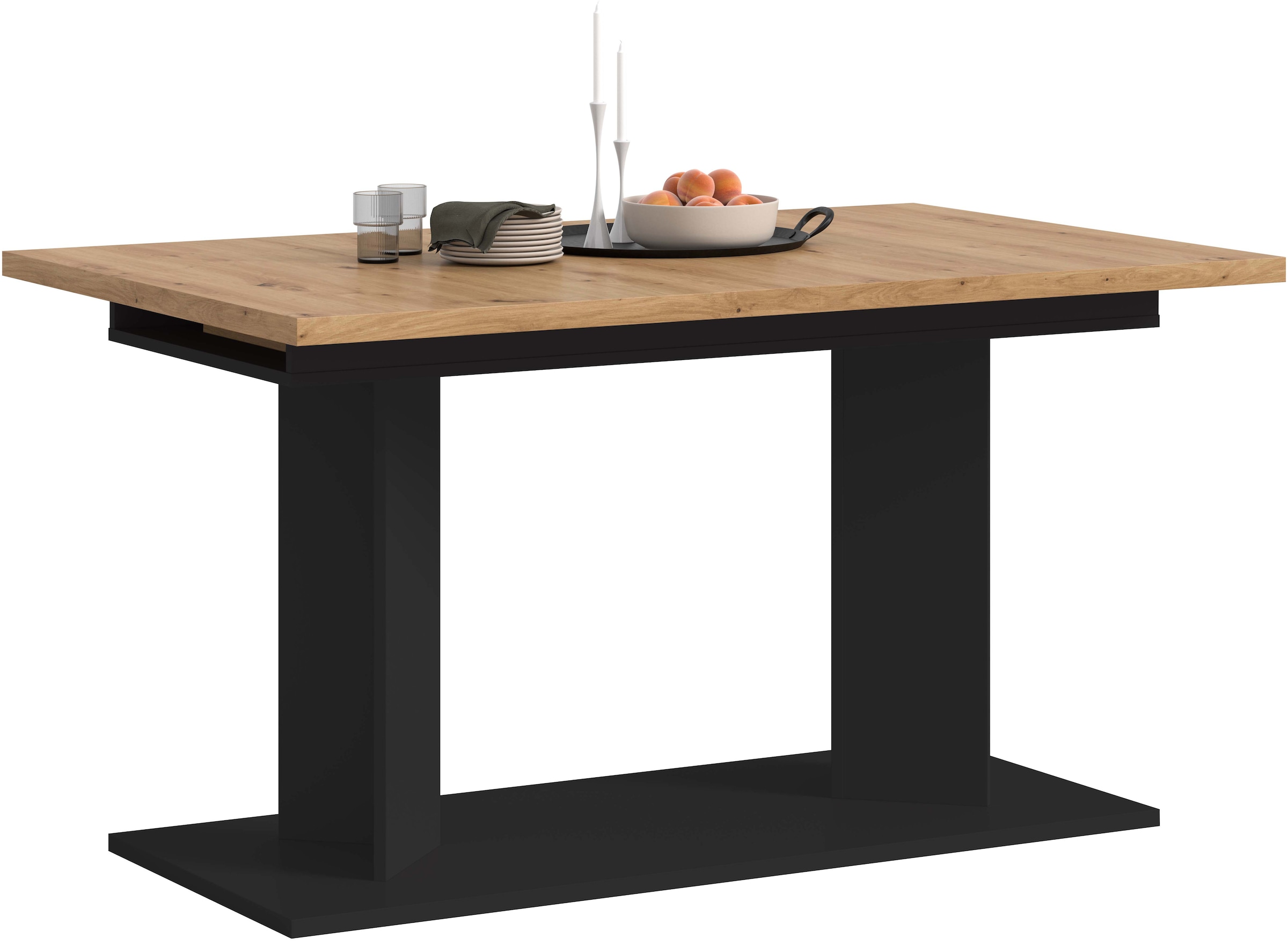 Home affaire Esstisch »GERO, 140-190 cm, 2-fach ausziehbar, Säulengestell« in verschiedenen Ausführungen erhältlich, 1 Stk. tlg. Tisch, Esstisch, Esszimmer, Esszimmertisch, Küchetisch, Bartisch