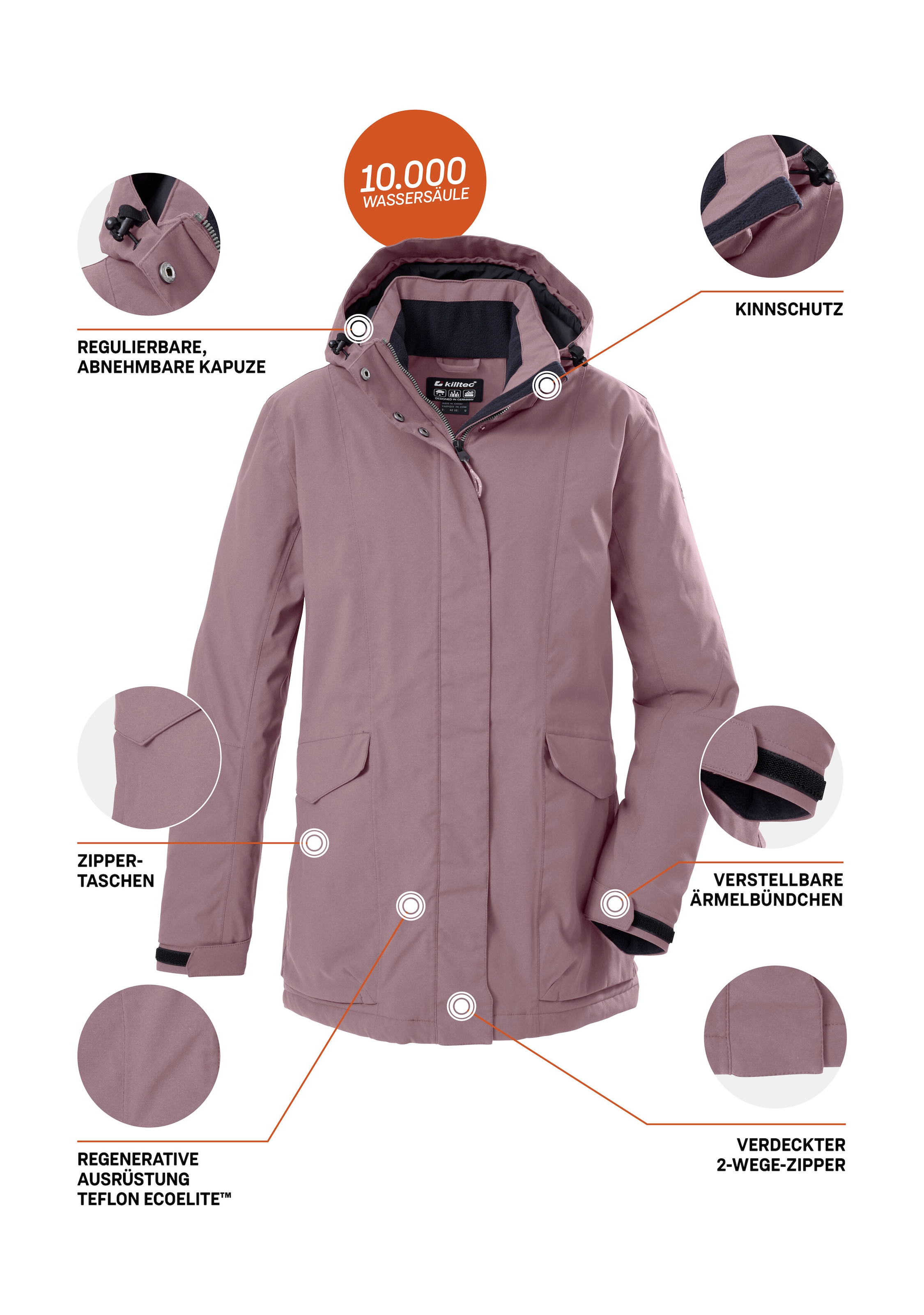 Killtec Veste fonctionnelle »Damen Jacke« veste femme imperméable et respirante avec capuche amovible