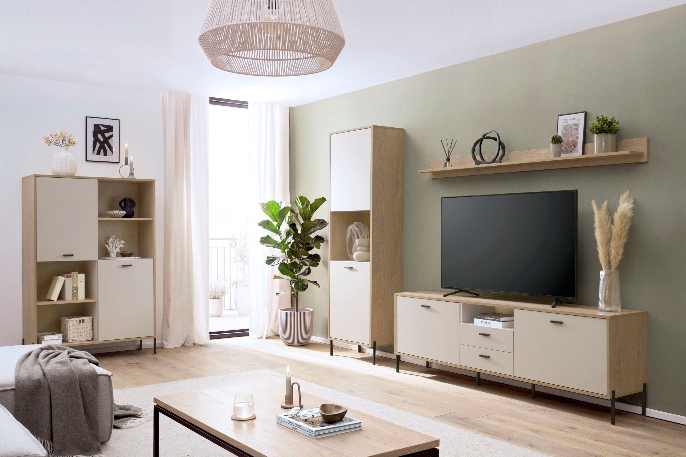 Home affaire Wohnwand »Fredericia, moderne Anbauwand, Komplettset in Kaschmir« Set, 3 Stk. tlg.