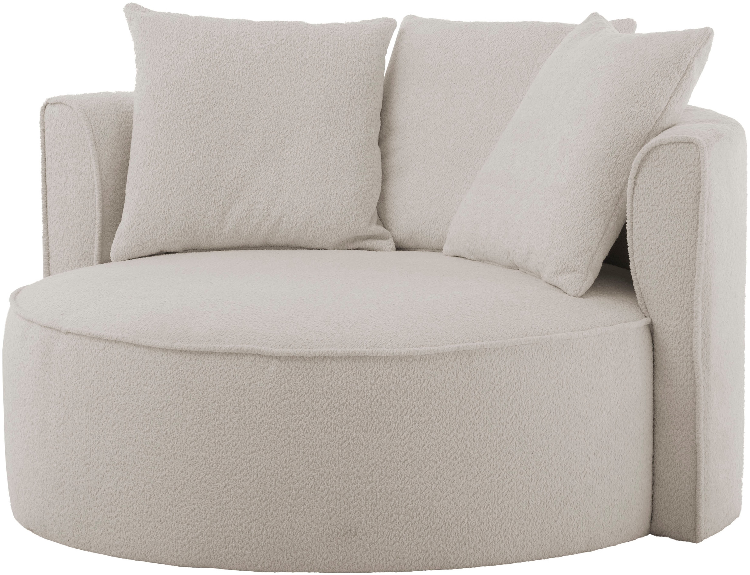 LeGer Home by Lena Gercke Fauteuil XXL »ISALIE Bouclé, Lesesessel, Loveseat, inklusive Zierkissen« surface d'assise extra large, option tabouret, 3 tissus d'ameublement