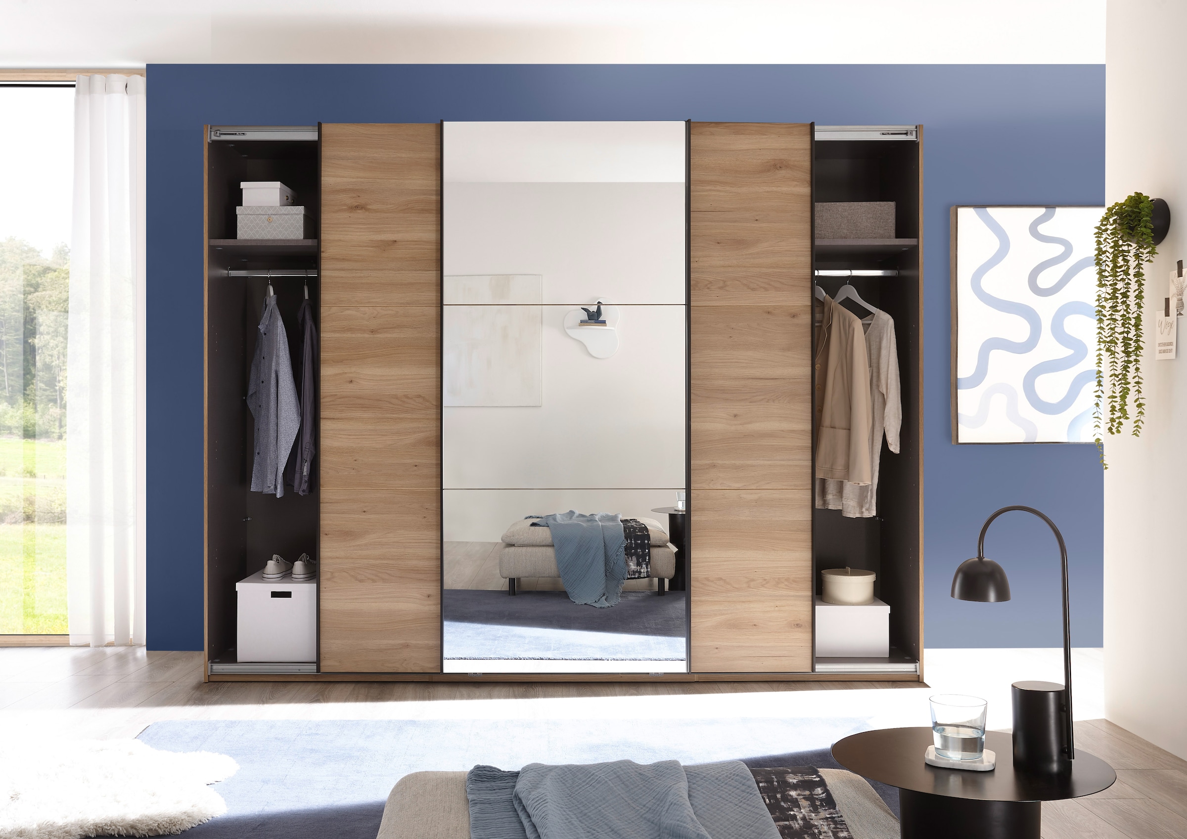 Schlafkontor Armoire à portes coulissantes »Bravo Kleiderschrank, Schiebetürenschrank« mit Spiegeltür, wahlweise mit Zubehör