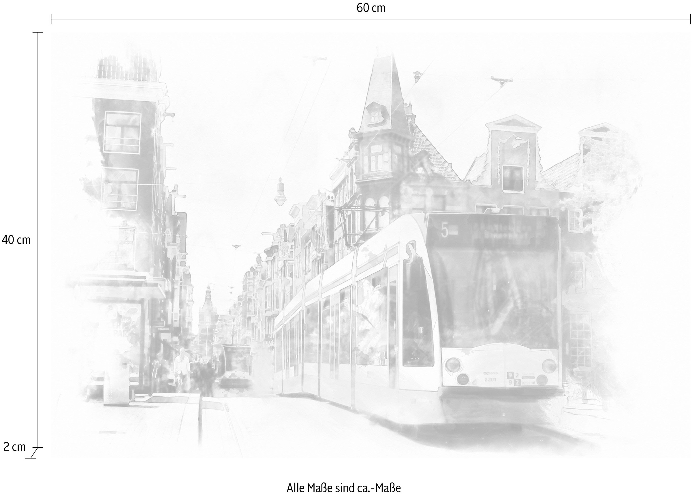 queence Tableau sur toile »Strassenbahn« Premium-Leinwandstoff, Handarbeit aus Deutschland