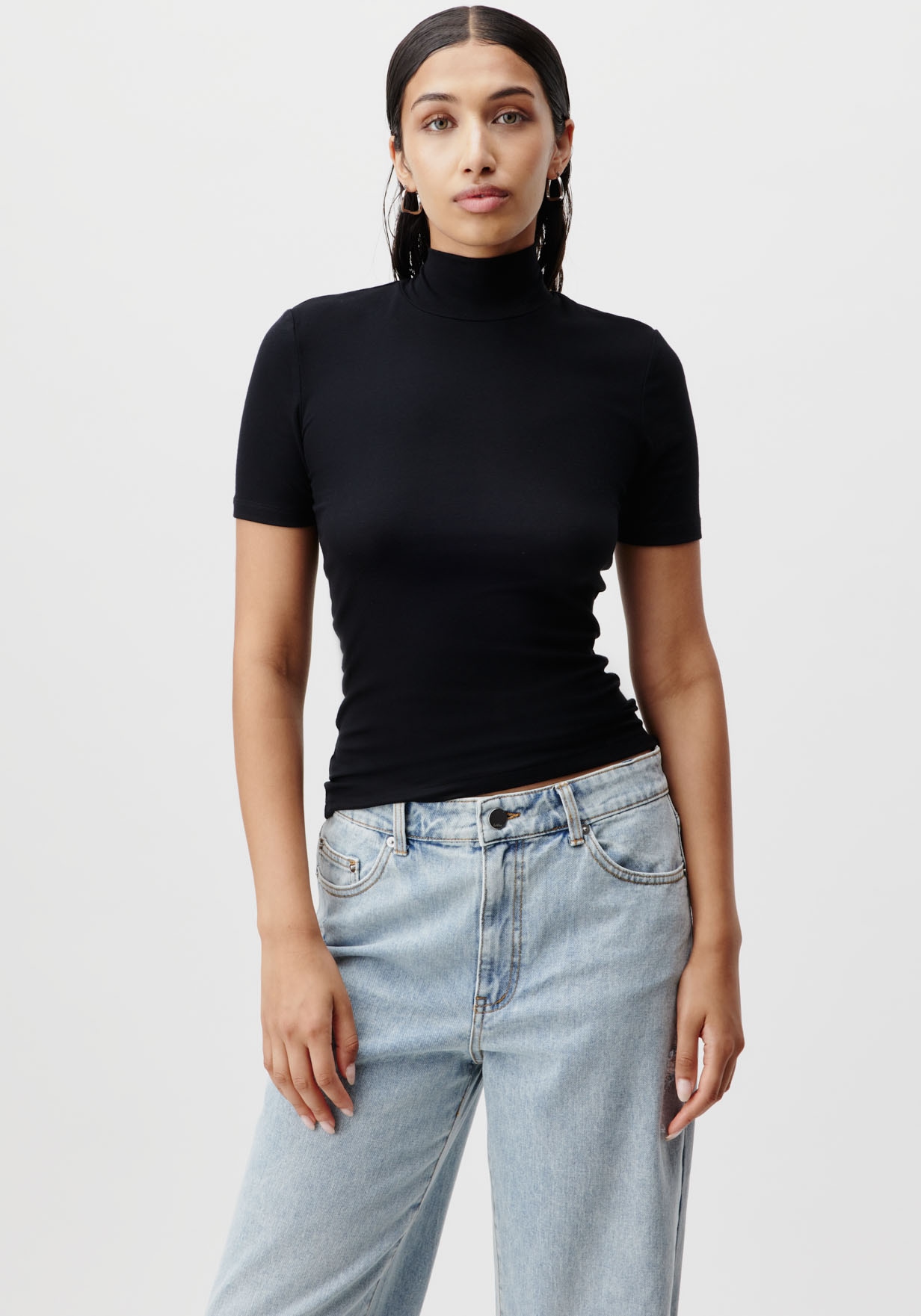 Image of LeGer T-Shirt "Larina, LeGer by Lena Gercke" figurbetont, Stehkragen