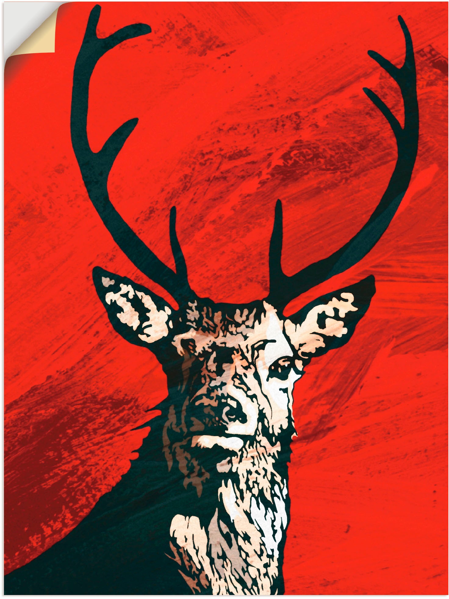 Image of Artland Wandbild »Hirsch«, Wildtiere, (1 St.), in vielen Grössen & Produktarten -Leinwandbild, Poster, Wandaufkleber / Wandtattoo auch für Badezimmer geeignet bei Ackermann Versand Schweiz