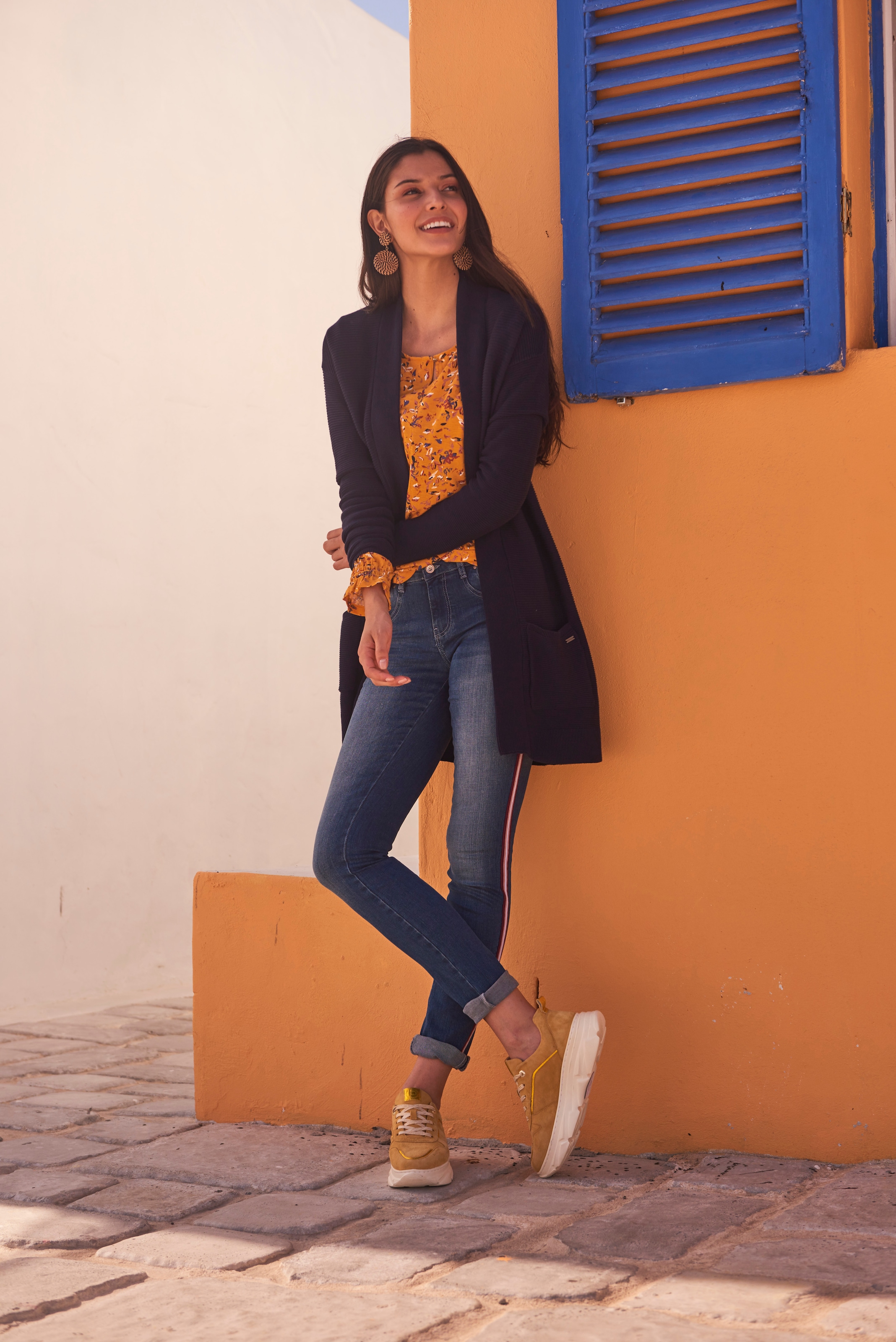TOM TAILOR Longstrickjacke, aus Rippstrick mit aufgesetzten Taschen