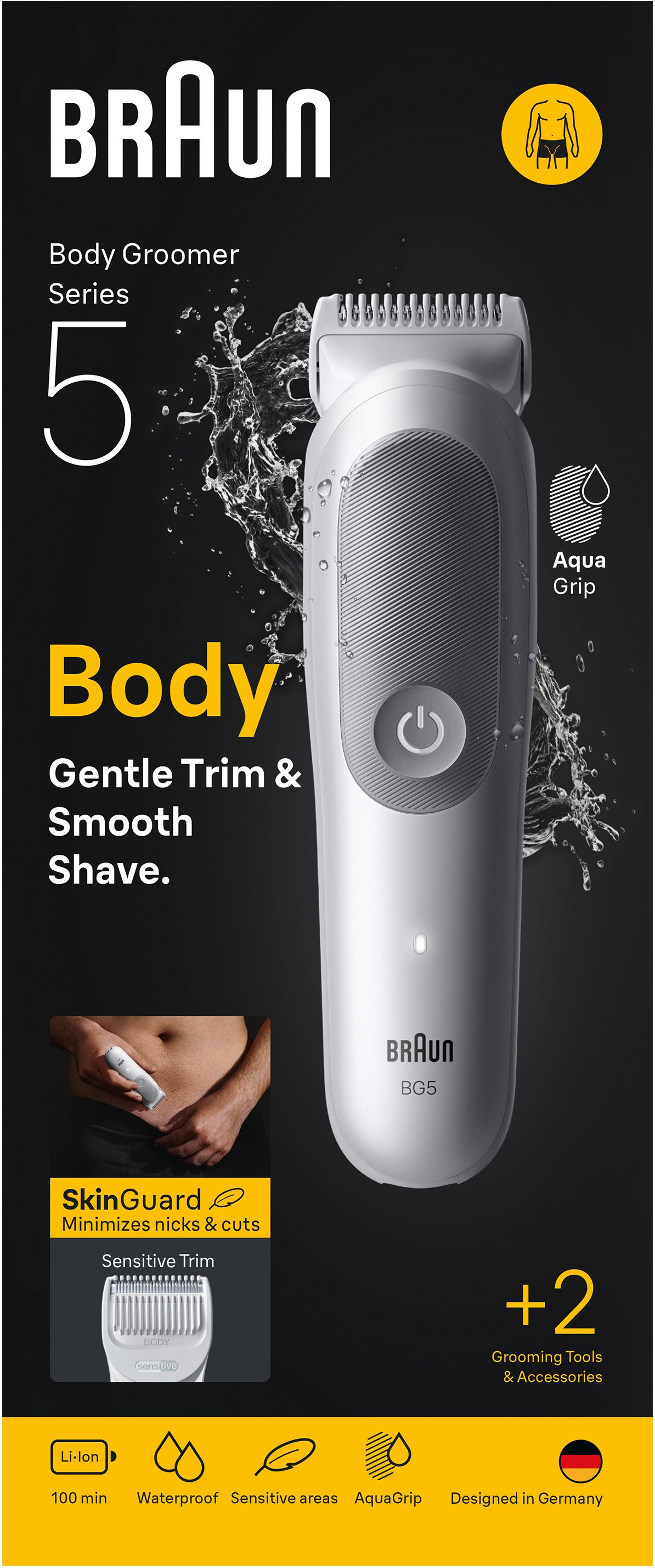 Braun Tondeuse à cheveux »Body Groomer BG5500« taille pour zones sensibles, autonomie batterie 100 min, étanche