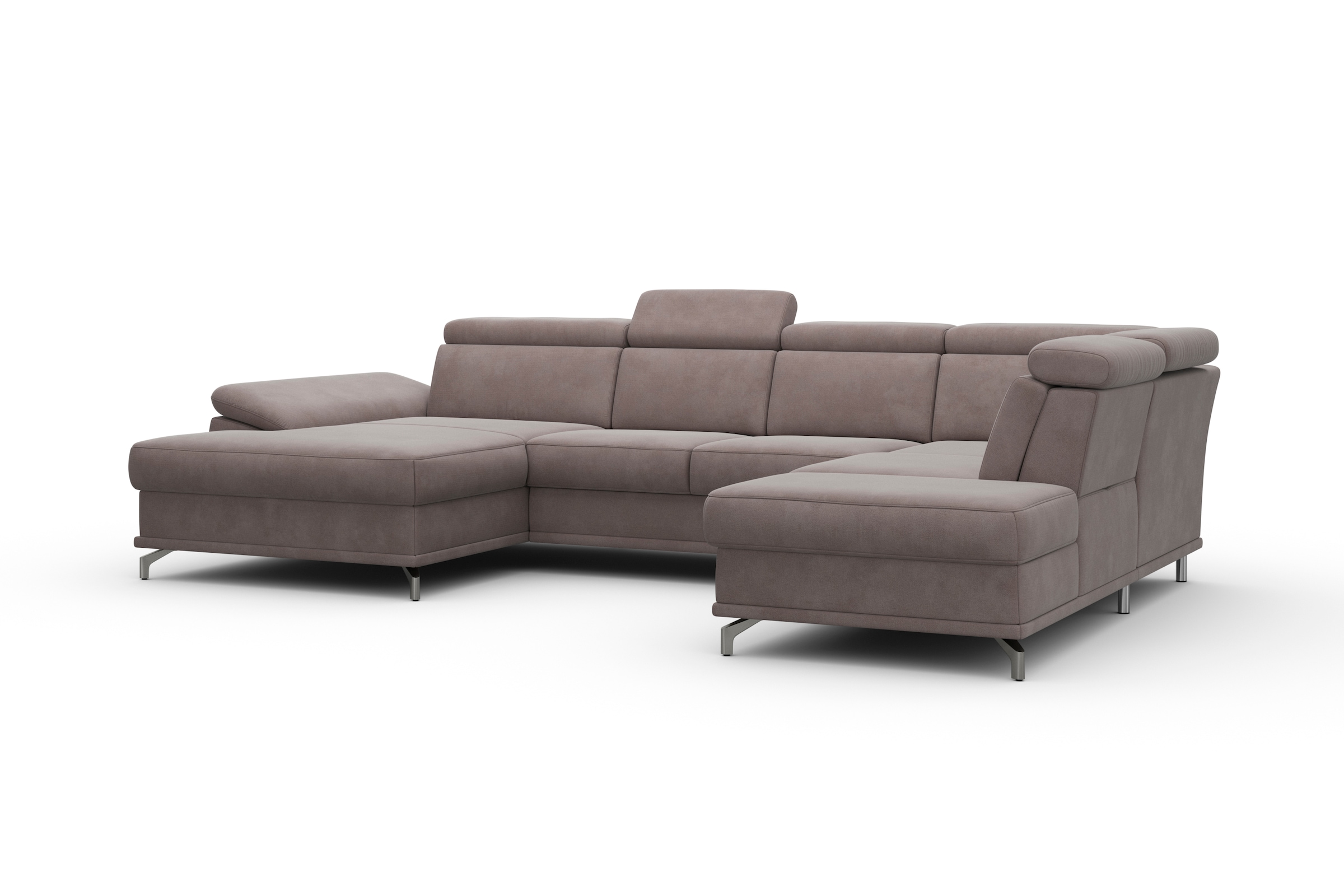 sit&more Wohnlandschaft »Cabrio U-Form, mit Sitztiefenverstellung, Arm- und Kopfteilverstellung«, 3 Nierenkissen, Federkern, optional Bettfunktion und Stauraum