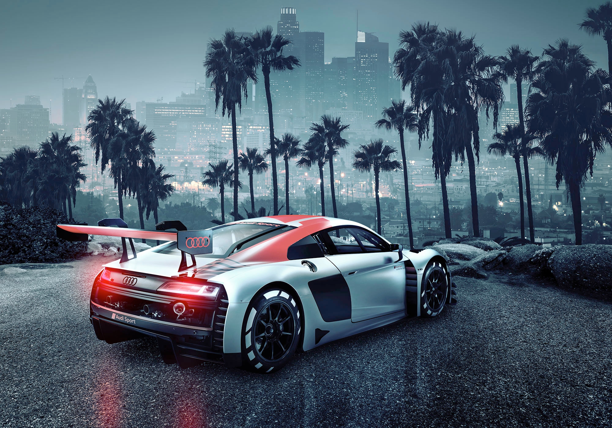 Komar Fototapete »Audi R8 L.A. - Grösse 368 x 254 cm«, bedruckt, Wohnzimmer, Schlafzimmer
