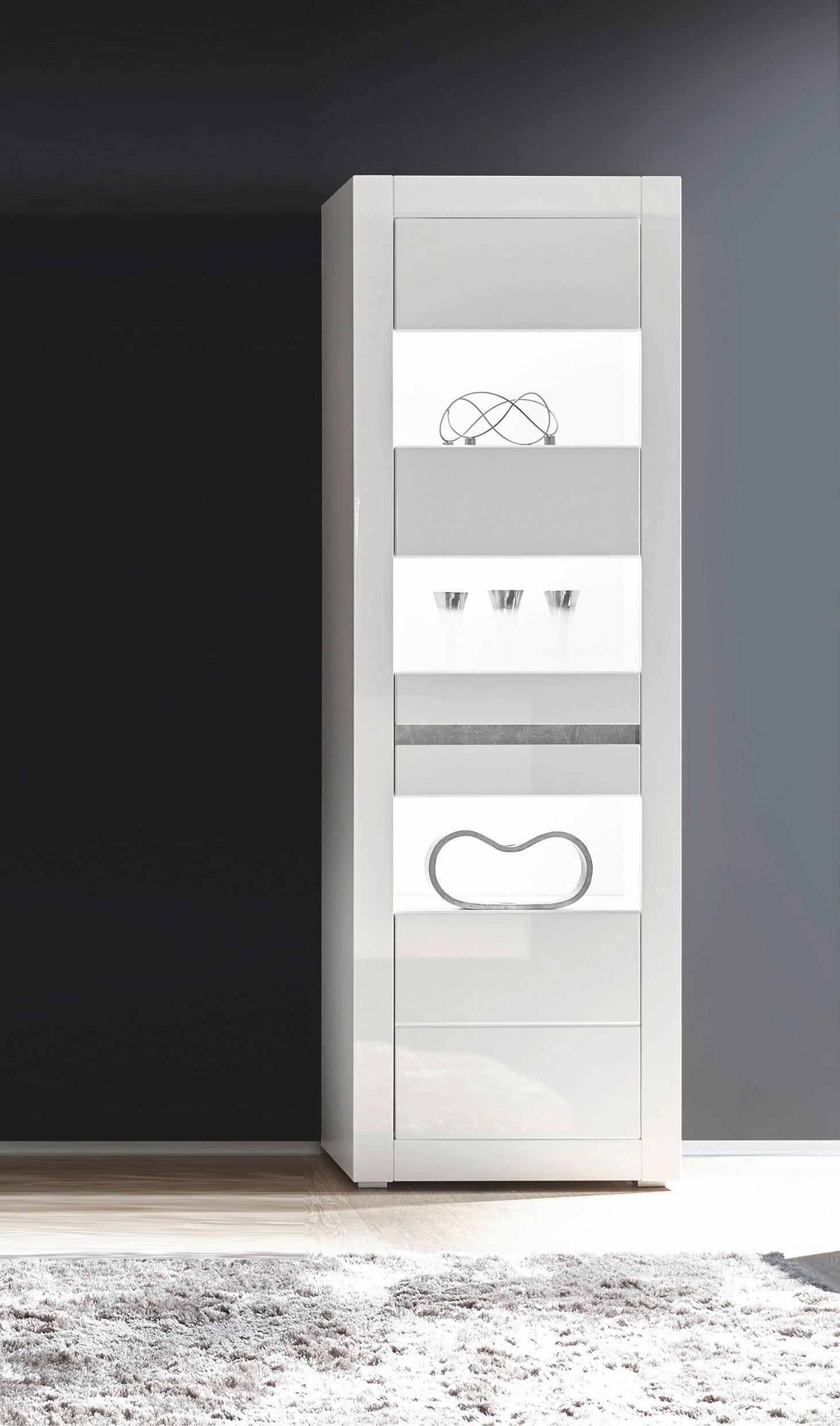 Home affaire Vitrine »Carat« Höhe 198 cm, zwei Leisten angeliefert, 1 x grau, 1 x weiss