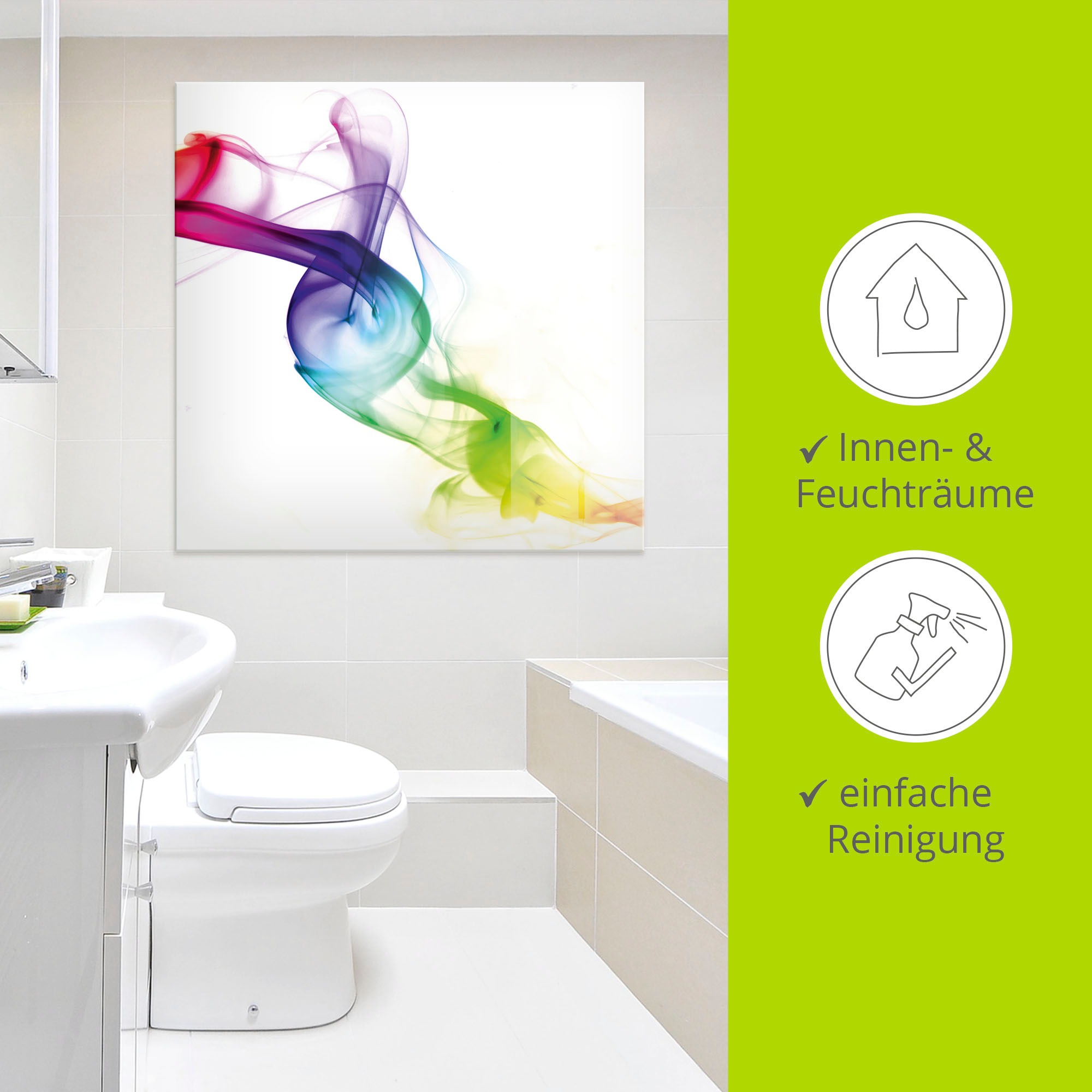 Artland Tableau en verre »Rauch - Abstrakt« 1 cuis tlg. in verschiedenen Grössen