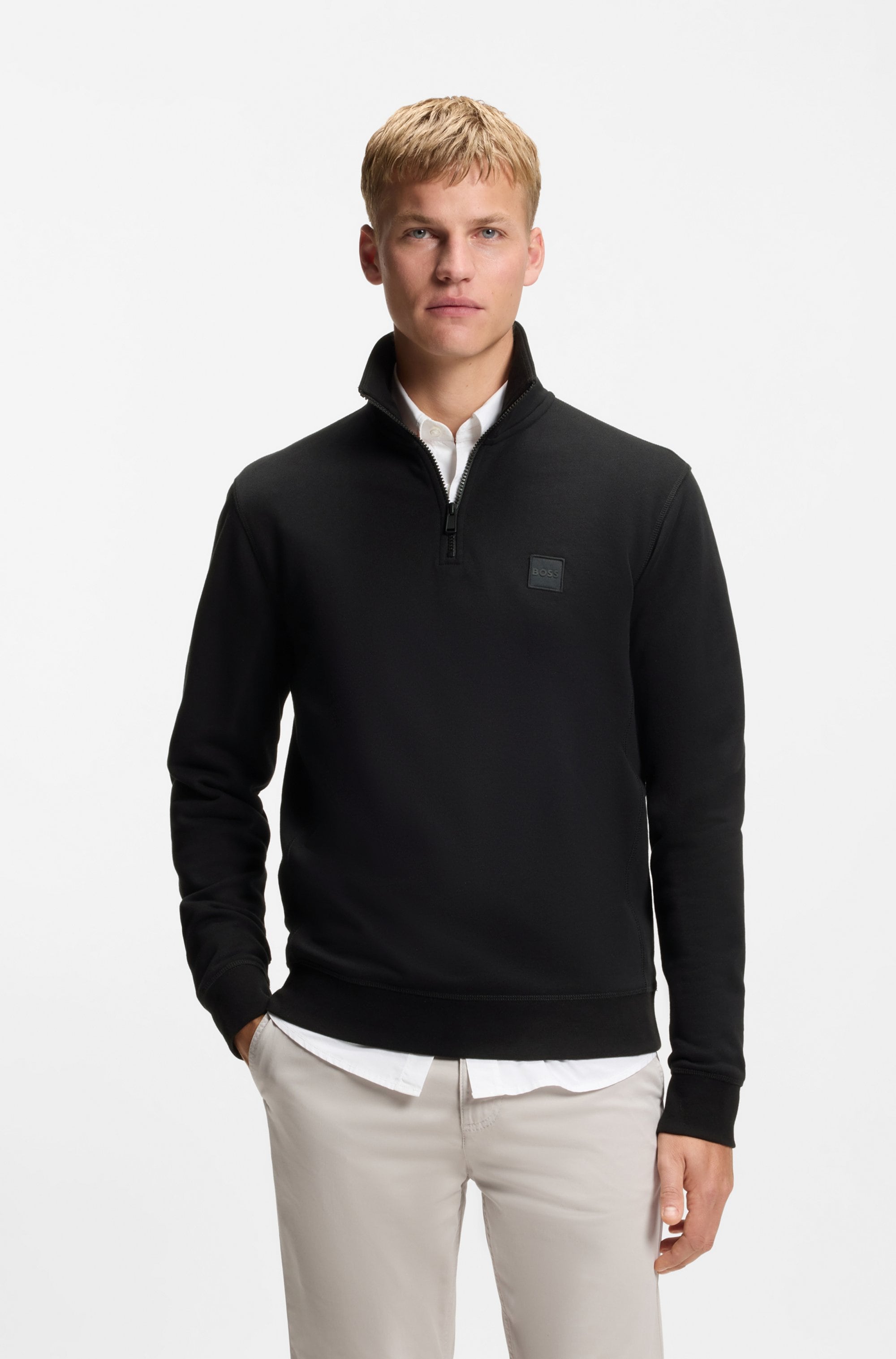 BOSS ORANGE Sweat-shirt »Zetrust«, 1 cuis Troyerkragen mit Reissverschluss, Regular Fit, BOSS-Label
