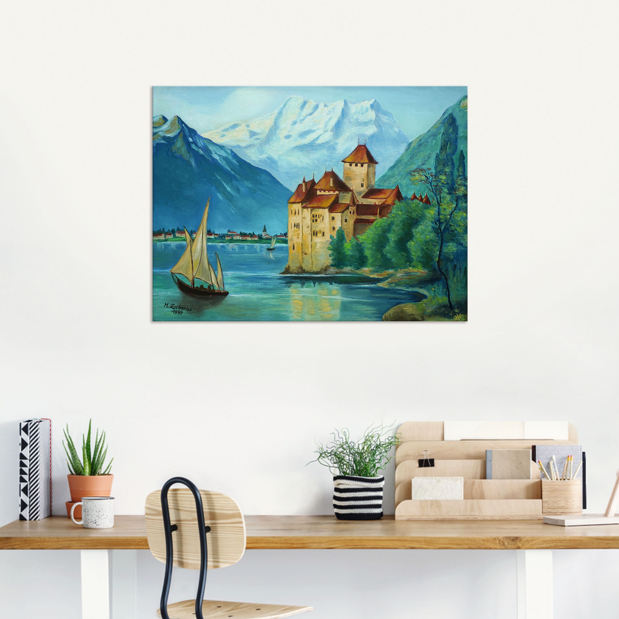 Artland Alu-Dibond-Druck »Schloss Chillon am Genfer See«, Gebäude, (1 St.), für Innen- und Aussenbereich geeignet, Outdoorbild