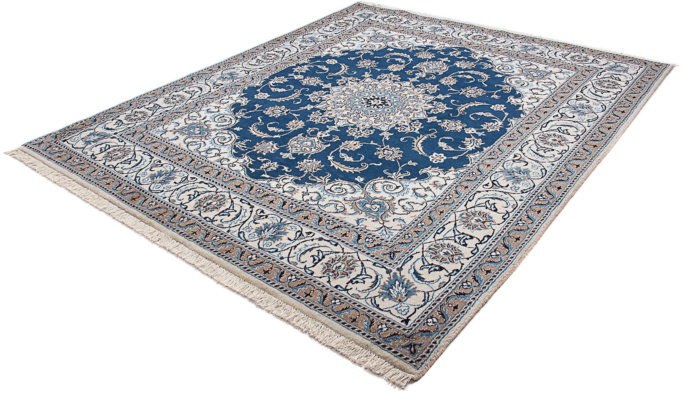 Image of morgenland Orientteppich »Perser - Nain - 240 x 193 cm - blau«, rechteckig, 10 mm Höhe, Wohnzimmer, Handgeknüpft, Einzelstück mit Zertifikat bei Ackermann Versand Schweiz