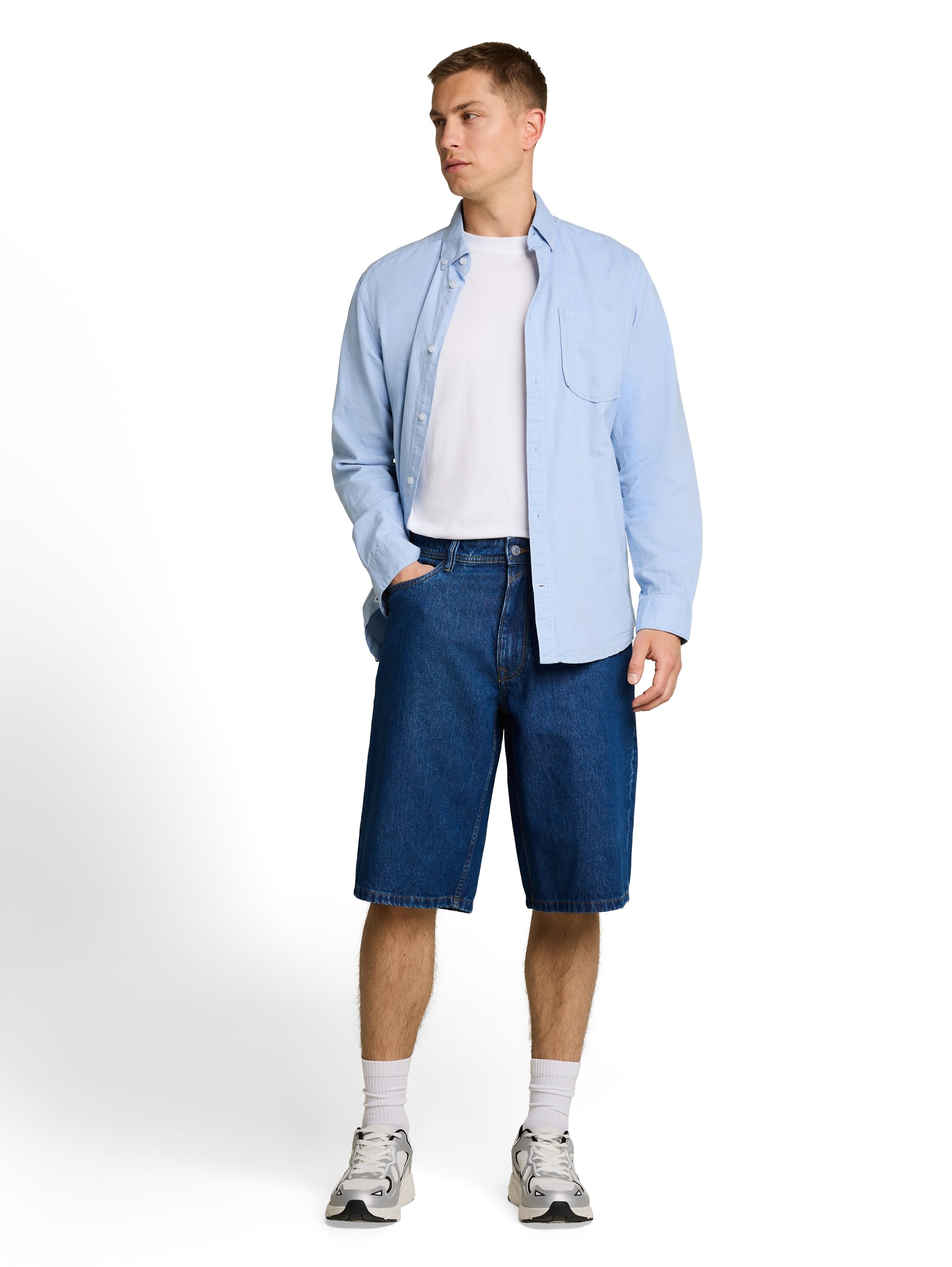 TOM TAILOR Denim Short en jean en coton, avec passants de ceinture