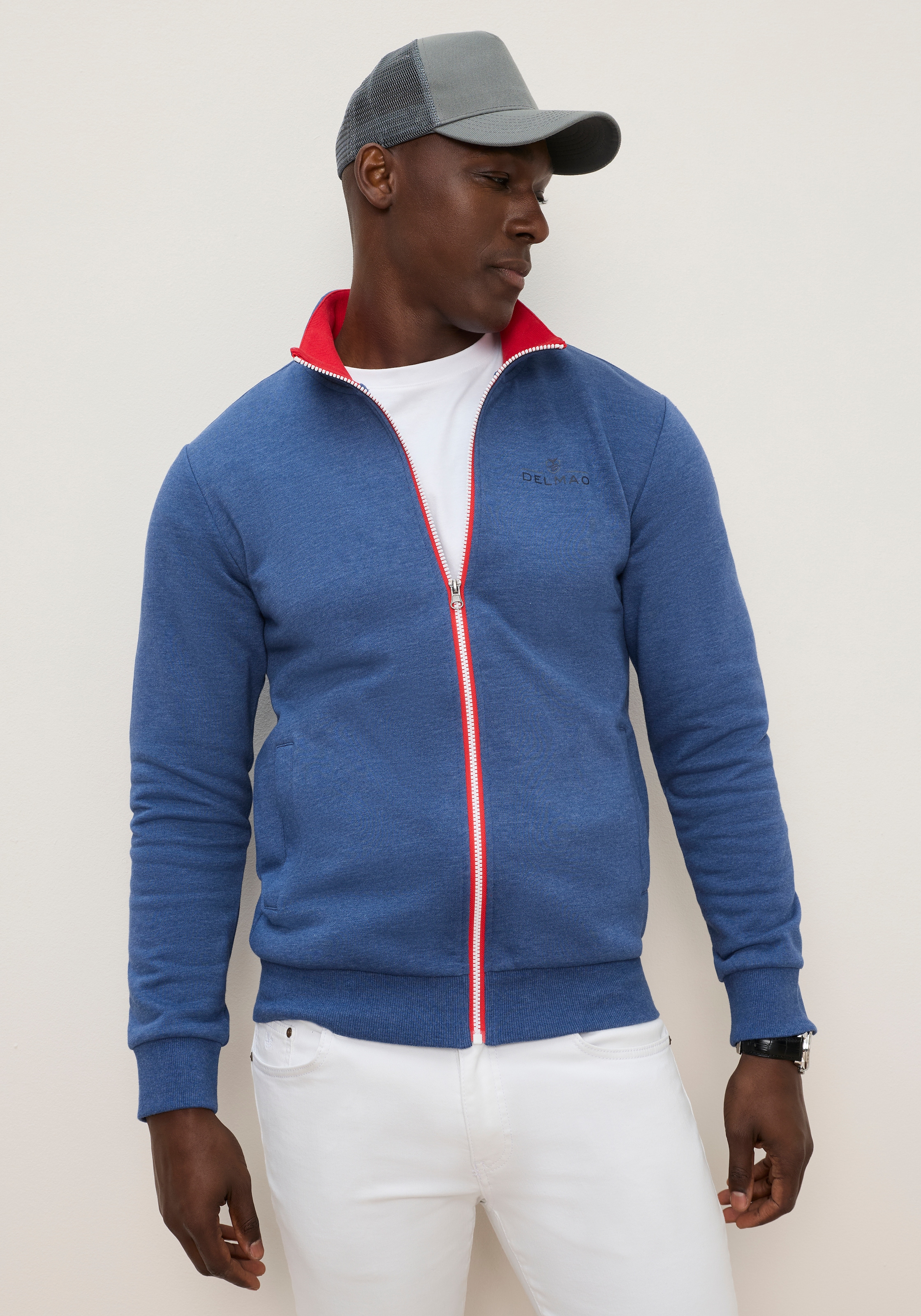 Image of DELMAO Sweatjacke mit Reissverschluss, hochschliessender Kragen, Langarm