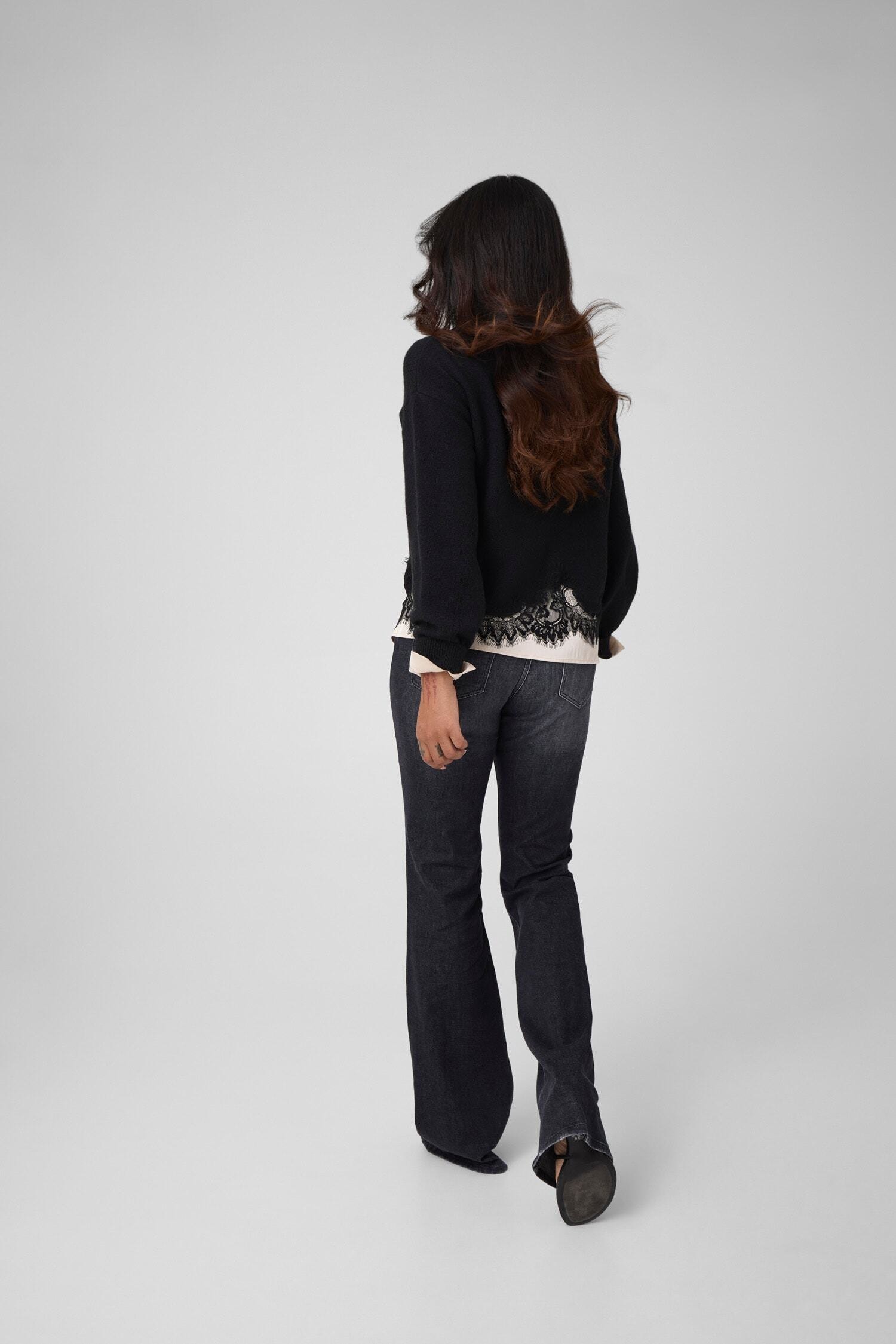 Guess Strickpullover »LS MN HAYDEN LACE SWTR« mit Woll-Anteil, Spitzenbesatz