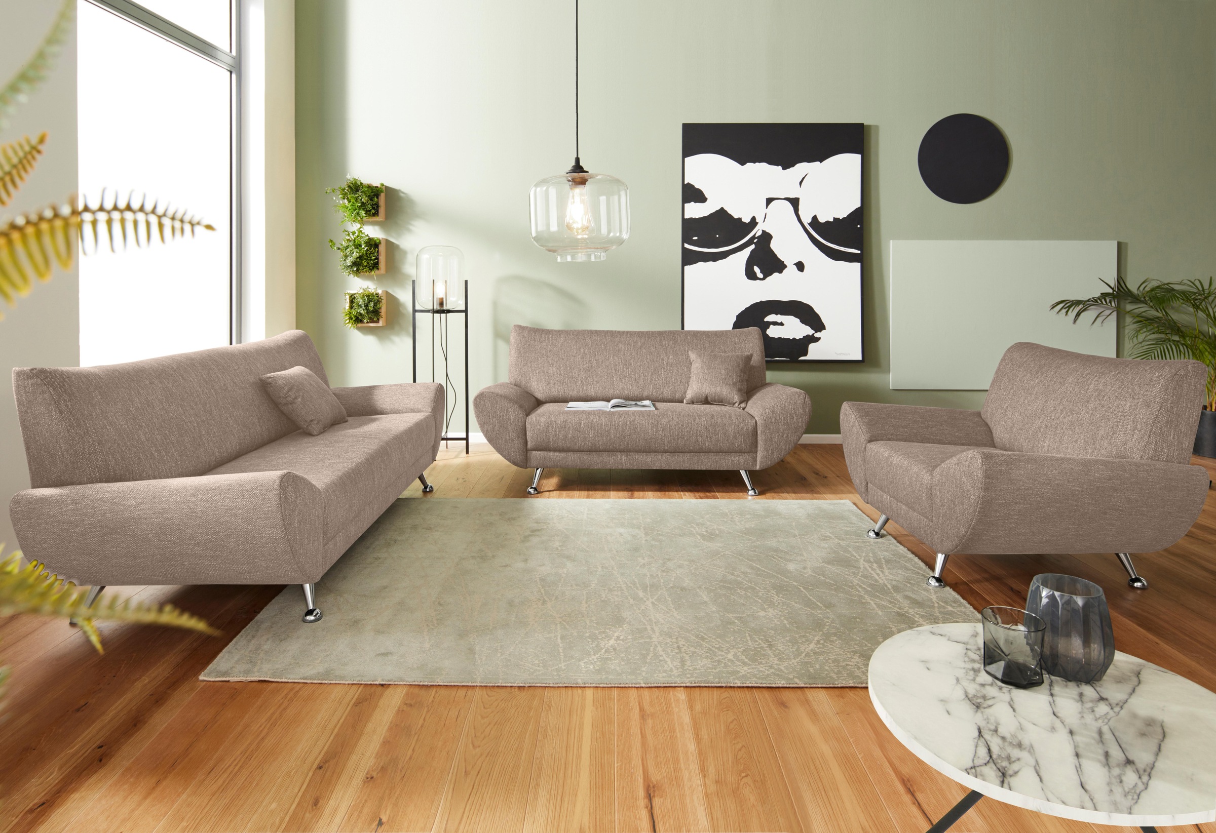 Image of Home affaire Polstergarnitur "Saltare elegant & komfortabel, 3-2-1, bequem, Designfuss" 3 tlg. tlg.