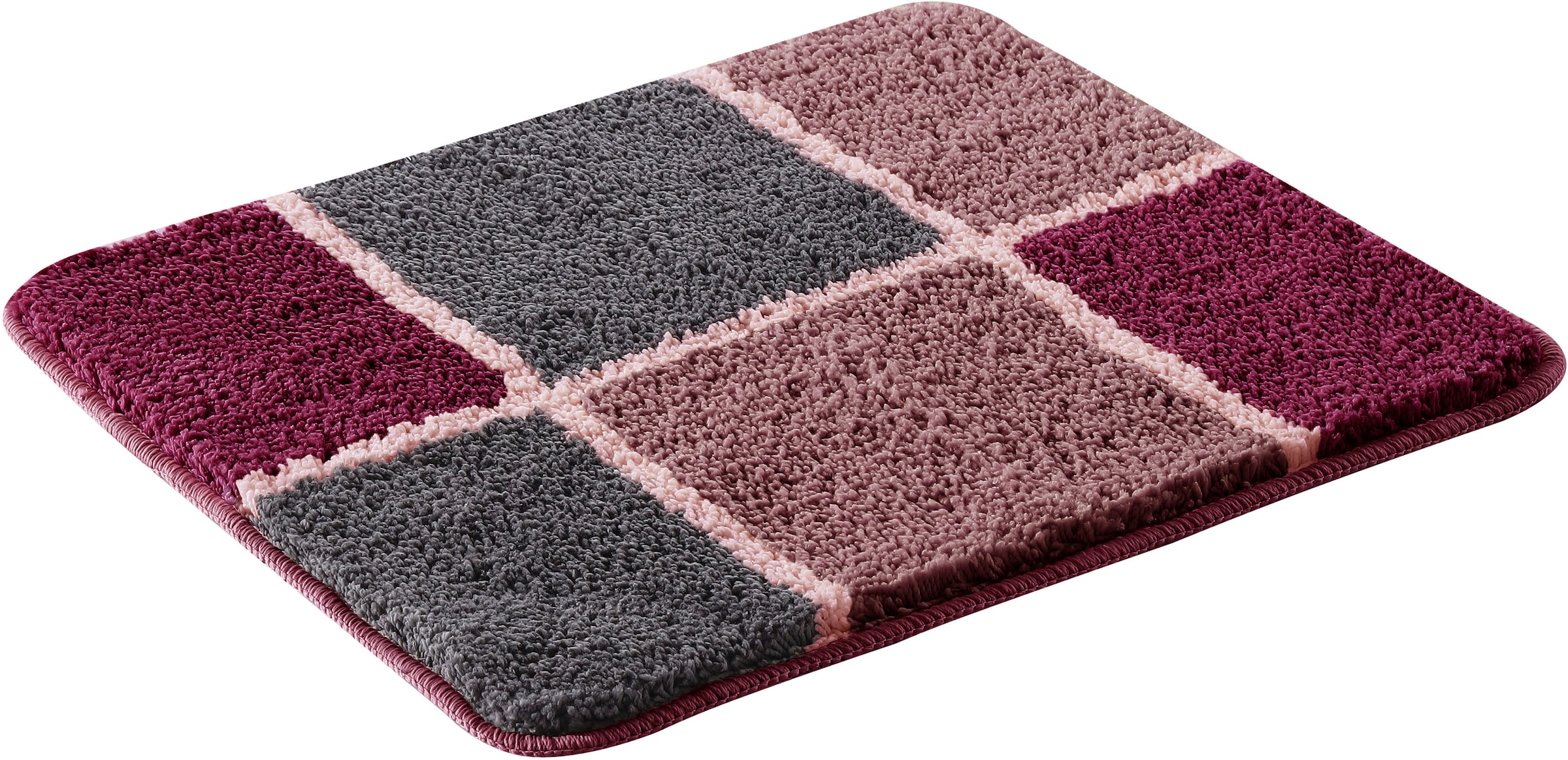 my home Tapis de bain »Anna mit Kachelmuster, Badvorleger, Badezimmer Teppich, Duschvorleger« Höhe 20 mm Badteppich, Hoch-Tief Effekt, Modern, Weich