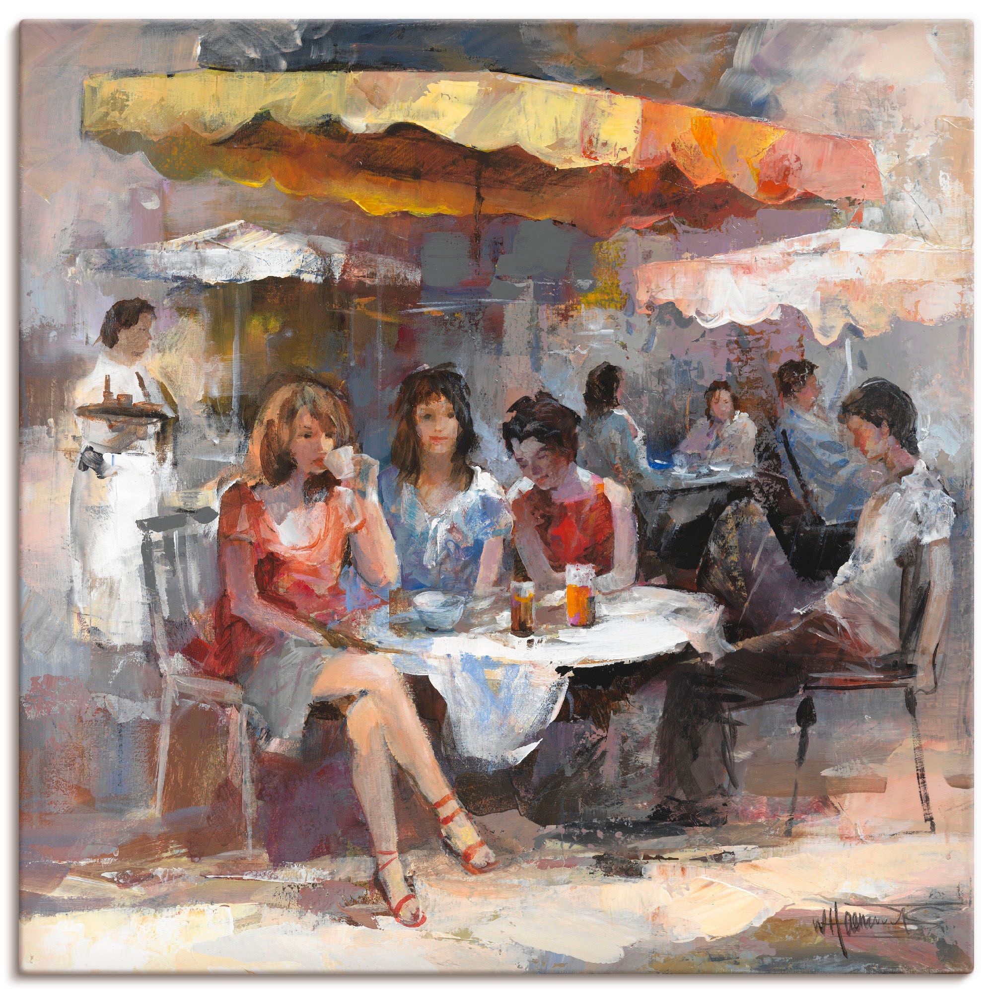Image of Artland Leinwandbild "Damen im Café II" Gruppen & Familien 1 Stk. tlg. auf Holzrahmen gespannt