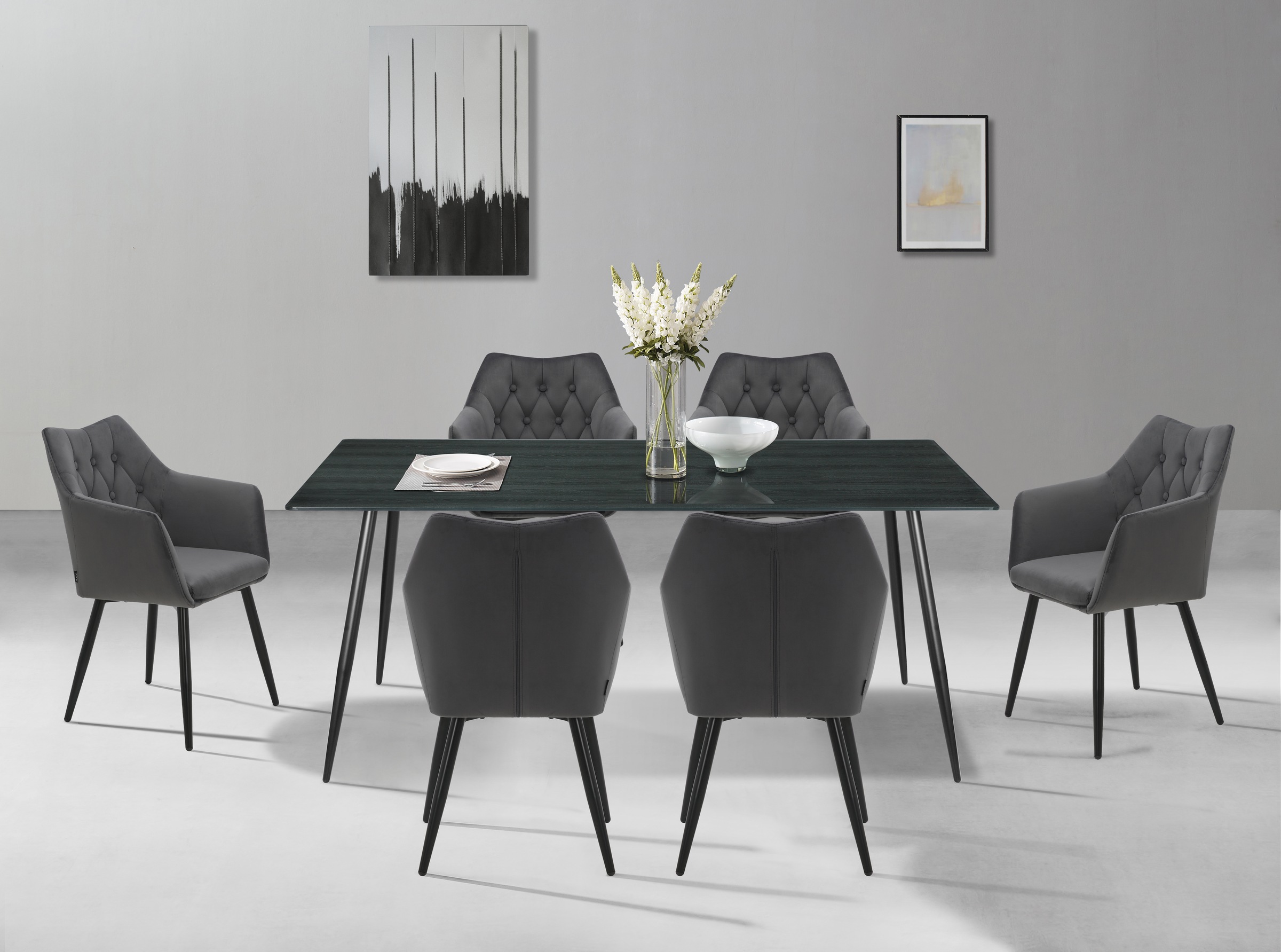 Home affaire Esszimmerstuhl »Alton Schalenstuhl, TOPSELLER!«, (Set), 2 St., Samtvelours, mit weichem Samtvelours, Armlehnstuhl mit attraktiver Knopfheftung