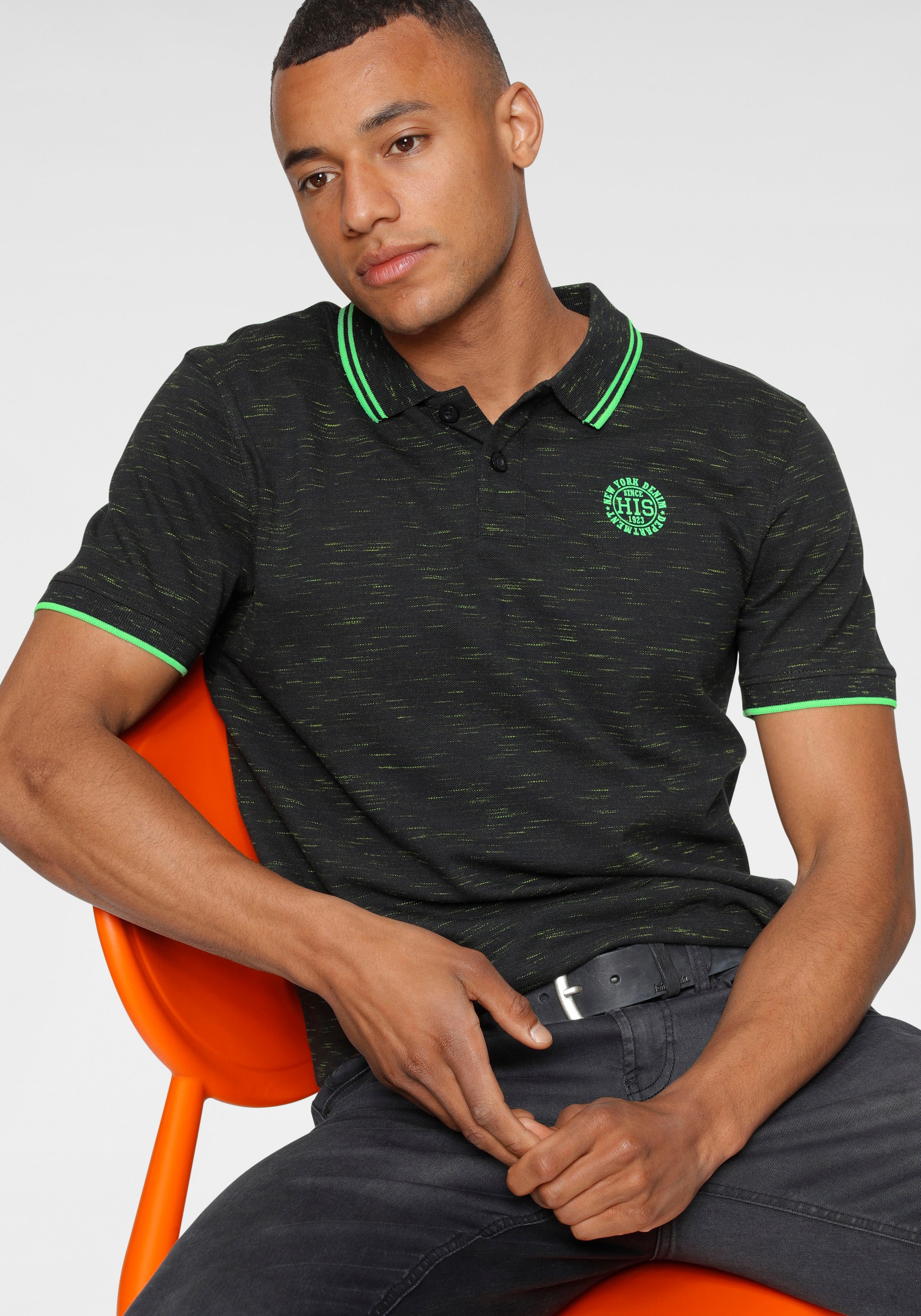 Image of H.I.S Poloshirt, in markanter Melange Optik bei Ackermann Versand Schweiz