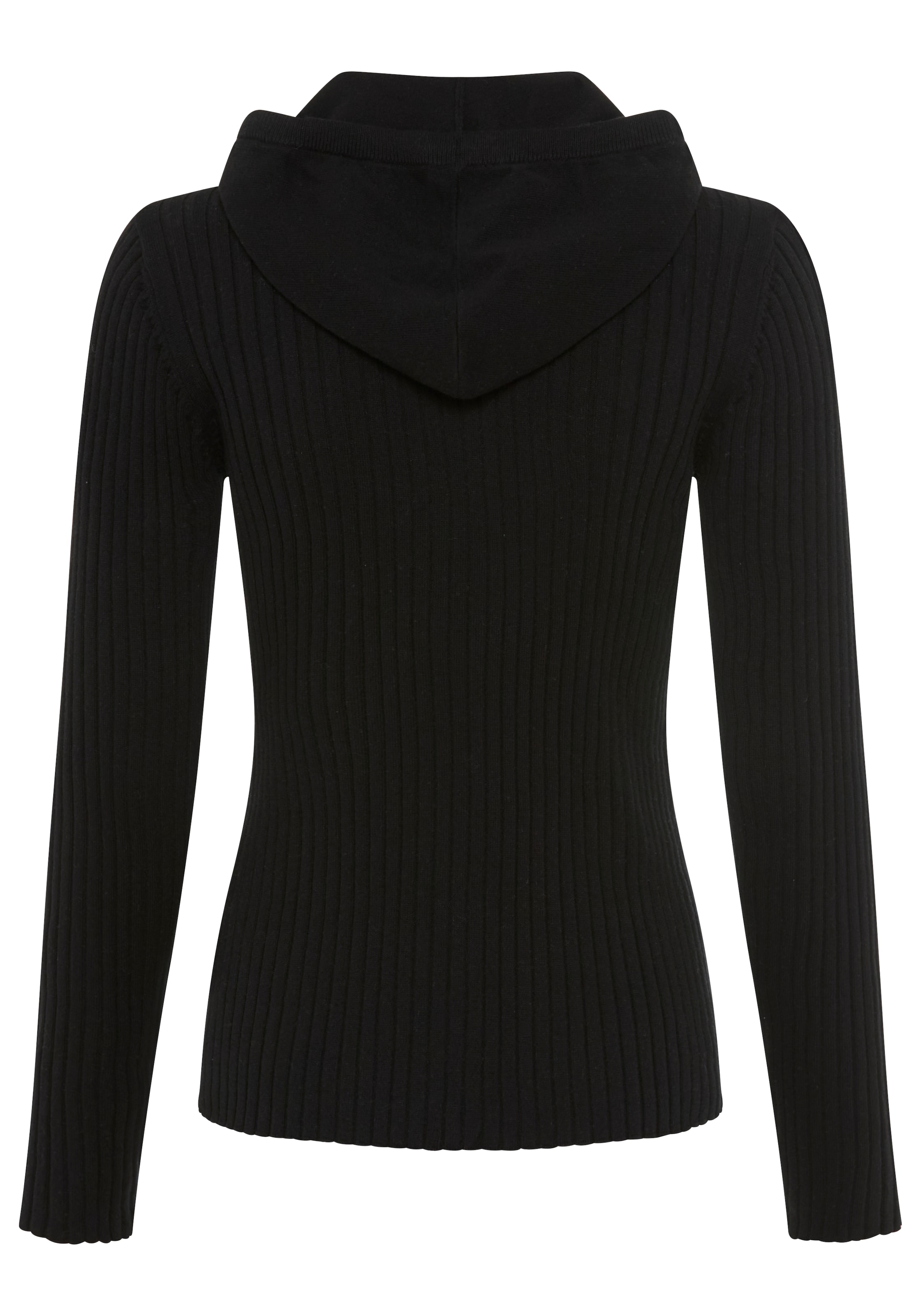 Laura Scott Kapuzenstrickjacke Feinstrick mit Rippe mit 2-Wege-Reissverschluss - NEUE KOLLEKTION