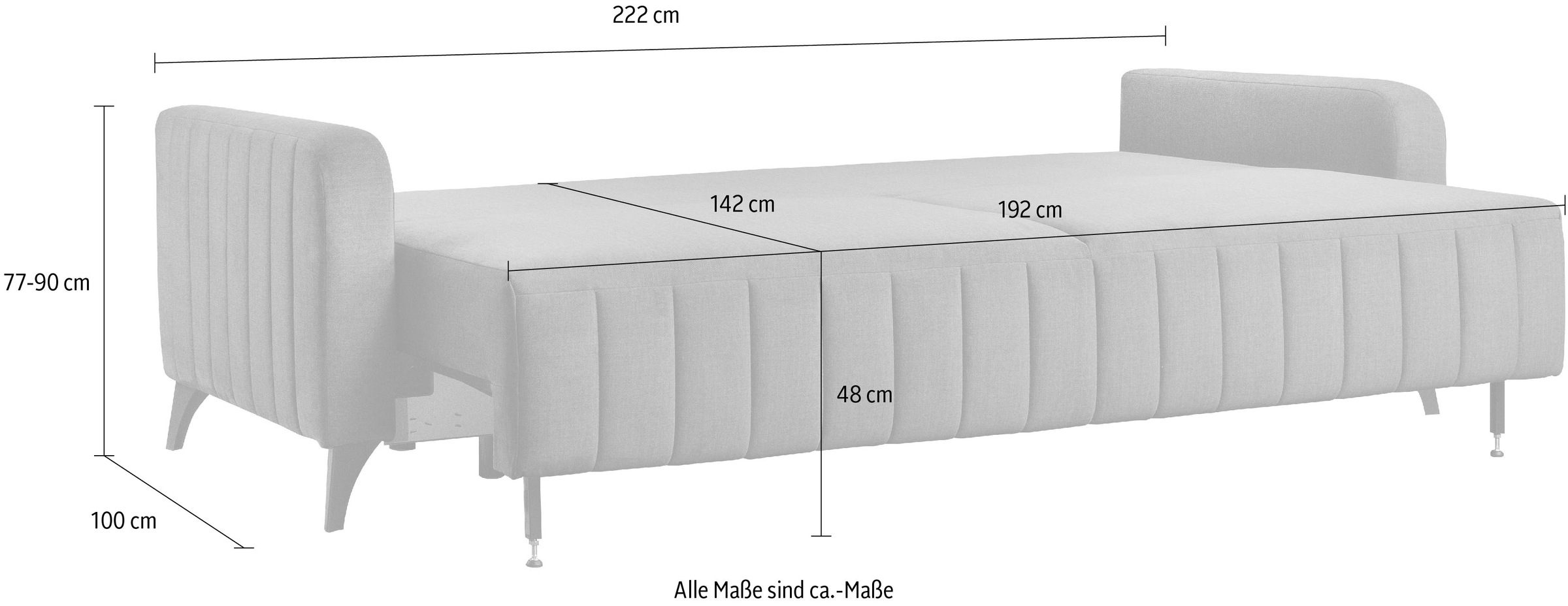 exxpo - sofa fashion 3-Sitzer »Grande, hochwertiges Schlafsofa mit Microvelours-Bezug, OTTOs Choice«, mit Bettfunktion und Bettkasten, komfortabler Federkern