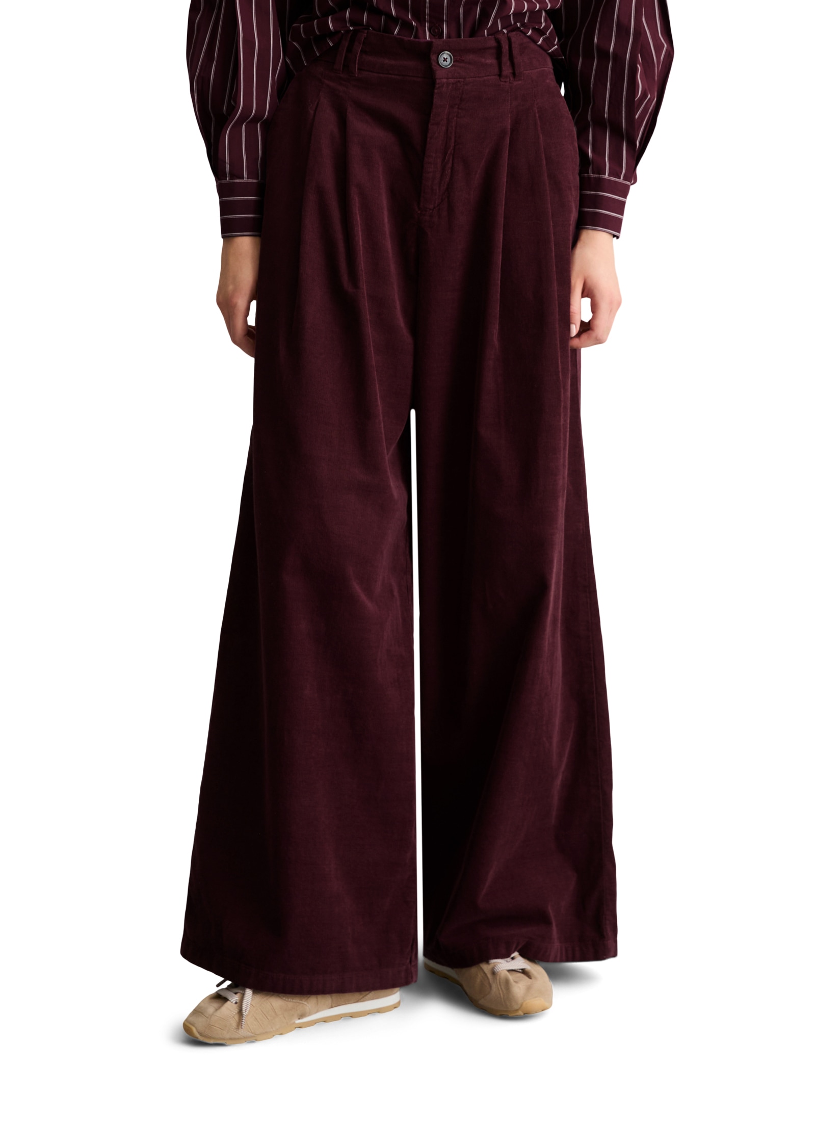 Marc O'Polo DENIM Pantalon en velours côtelé  9 : Plis sur la taille, large en coton biologique