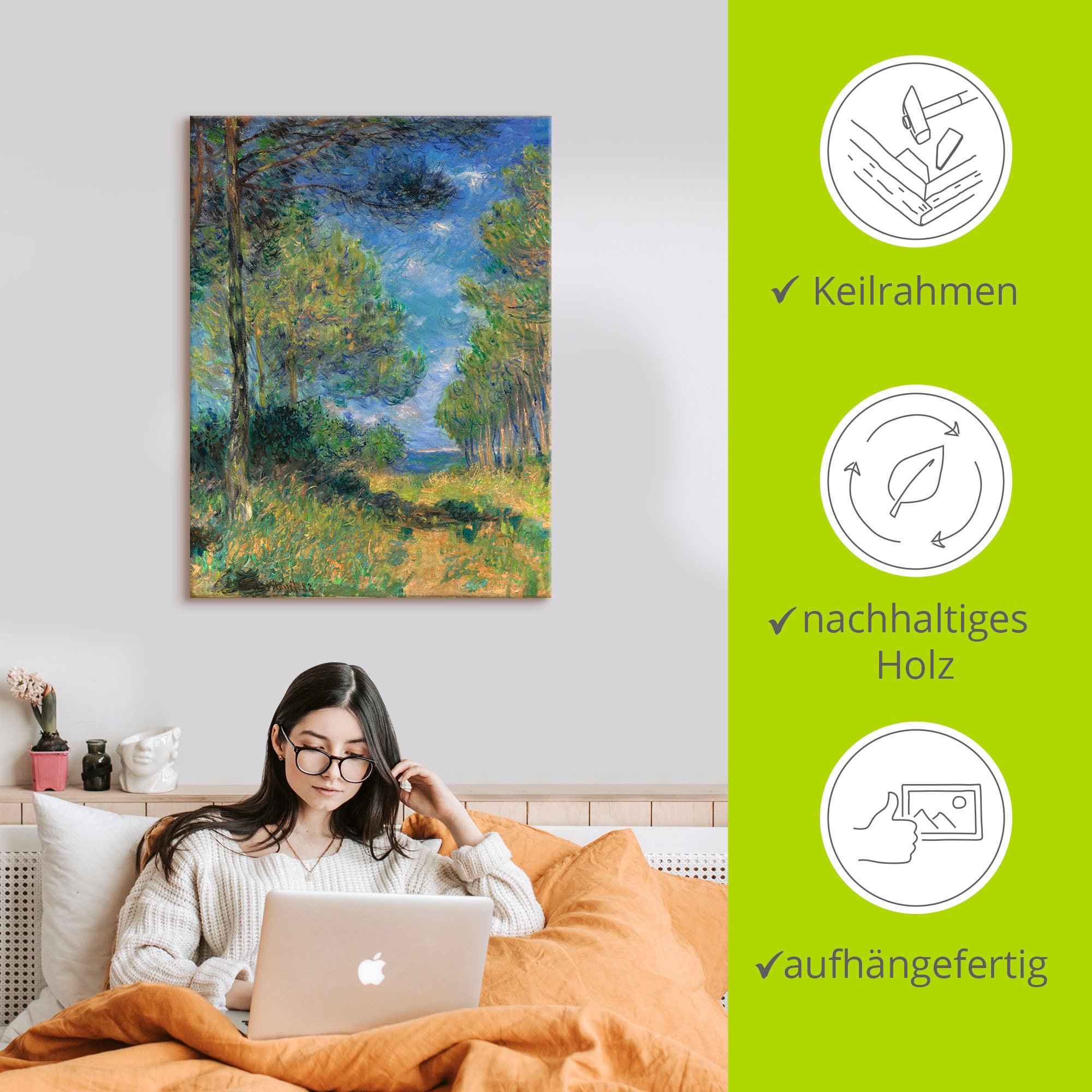 Artland Tableau sur toile »Nadelbäume in Varengeville. 1882« 1 cuis tlg. auf Holzrahmen gespannt