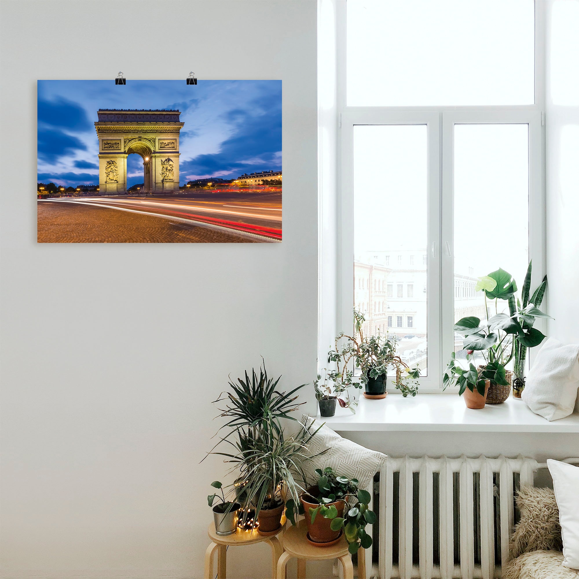 Artland Poster »Paris Triumphbogen abends«, Paris, (1 St.), als Alubild, Leinwandbild, Wandaufkleber oder Poster in versch. Grössen