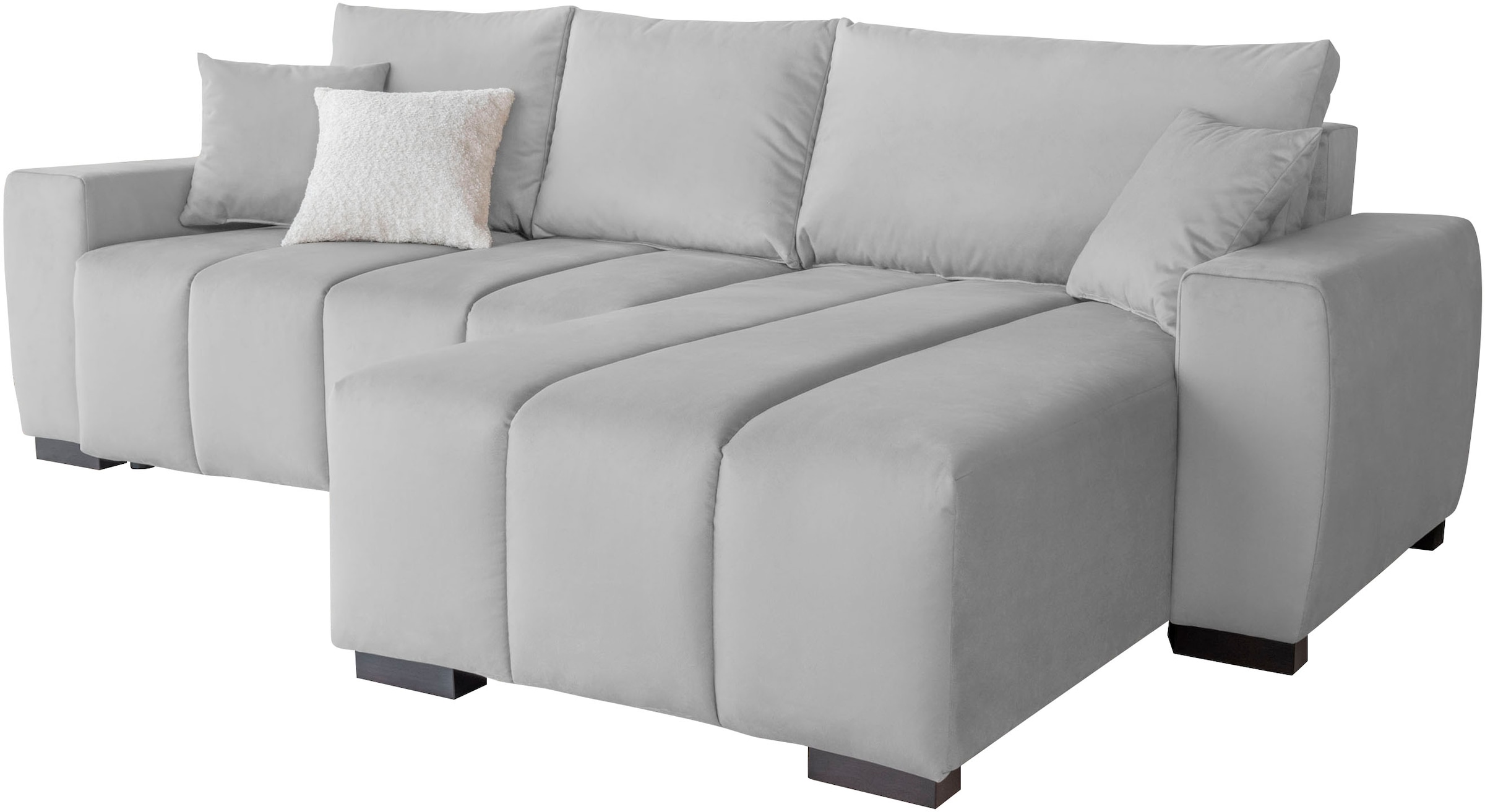 Home affaire Ecksofa »Bello L-Form, B: 256 cm« Bettfunktion, Bettkasten & 2 Zierkissen, Federkern