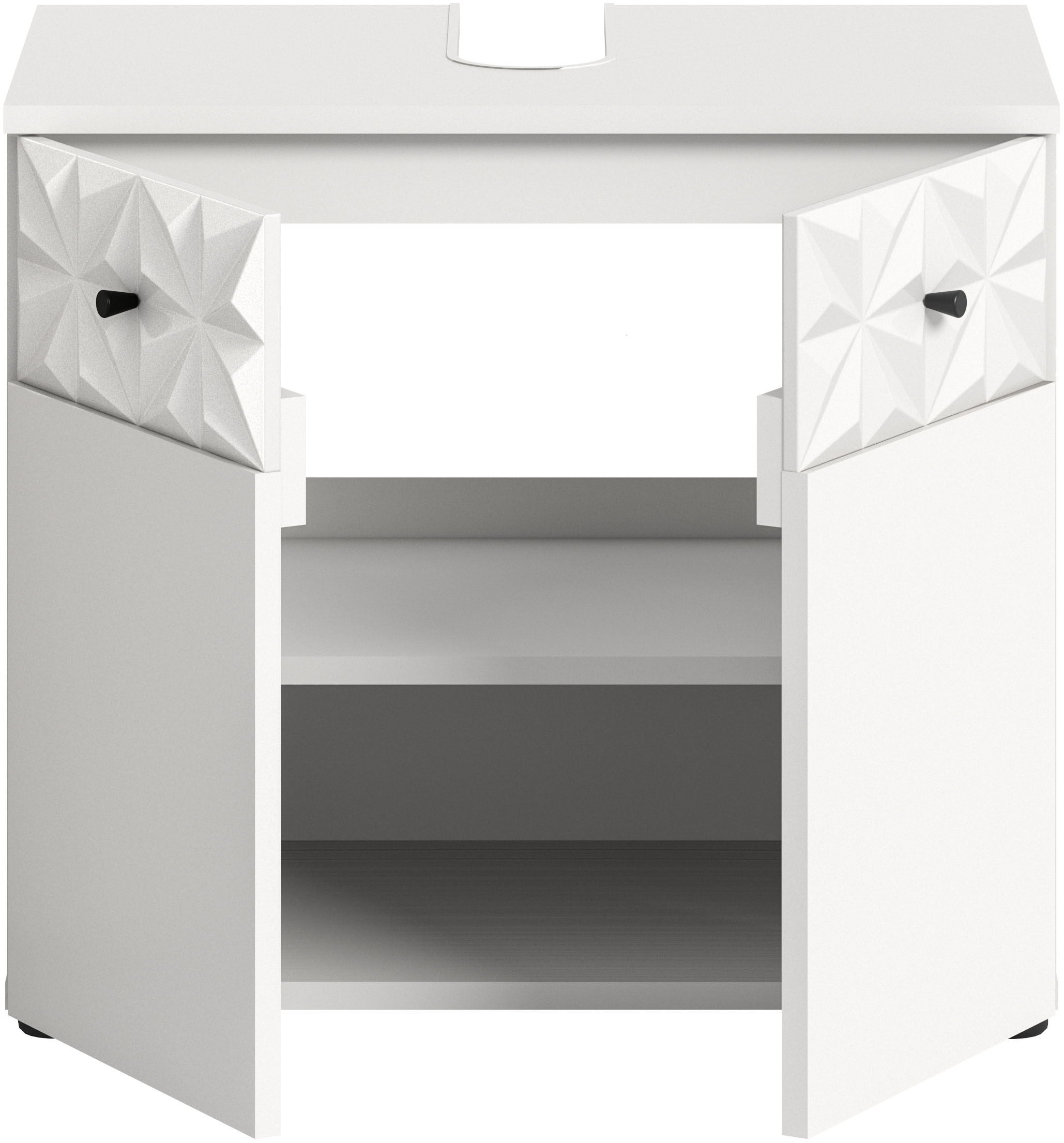 welltime Waschbeckenunterschrank »VICENZA, TOPSELLER!, Breite 60cm, mit Ornamentabsetzung« WBU, Unterschrank, Badschrank, Badunterschrank, Waschbeckenschrank