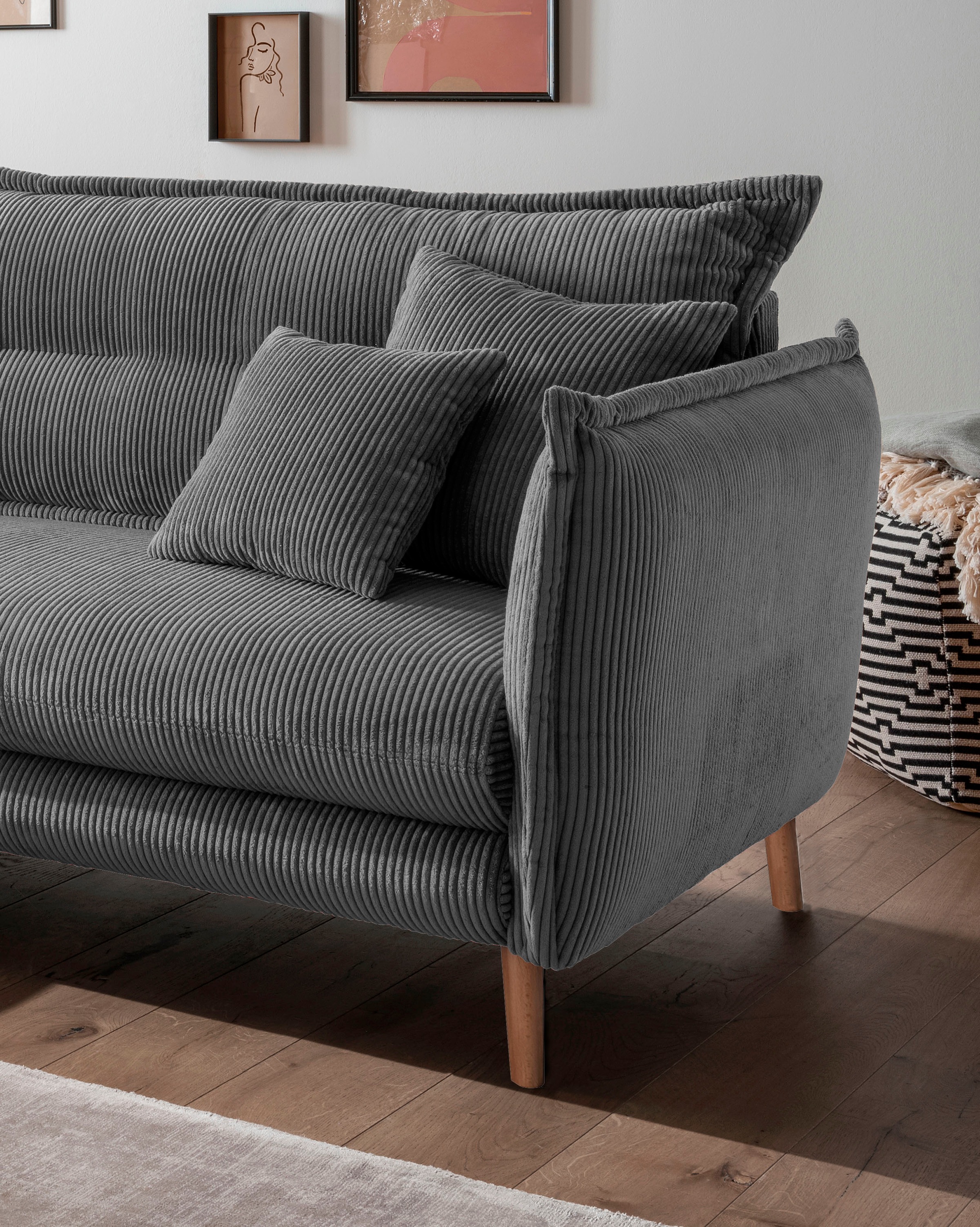 INOSIGN Ecksofa »Lazio modern und bequem, schmale Armlehnen, tolle Detailverarbeitung«, zwei verschiedene Fussfarben wählbar