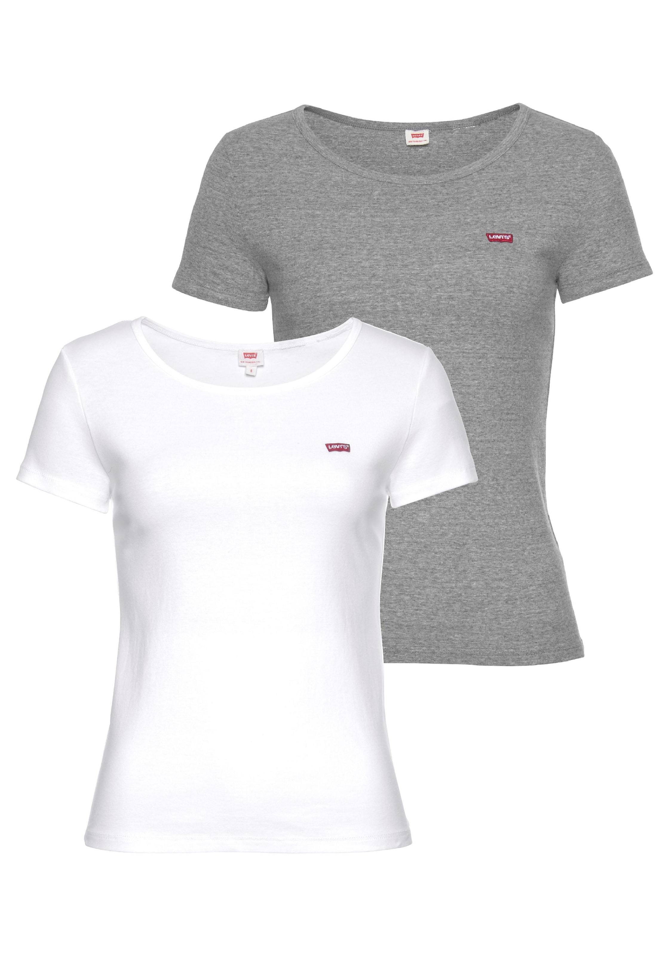 T-Shirt »Mini-Logo«, (2 tlg., 2er-Pack), mit kleiner Markenlogo-Stickerei auf der Brust