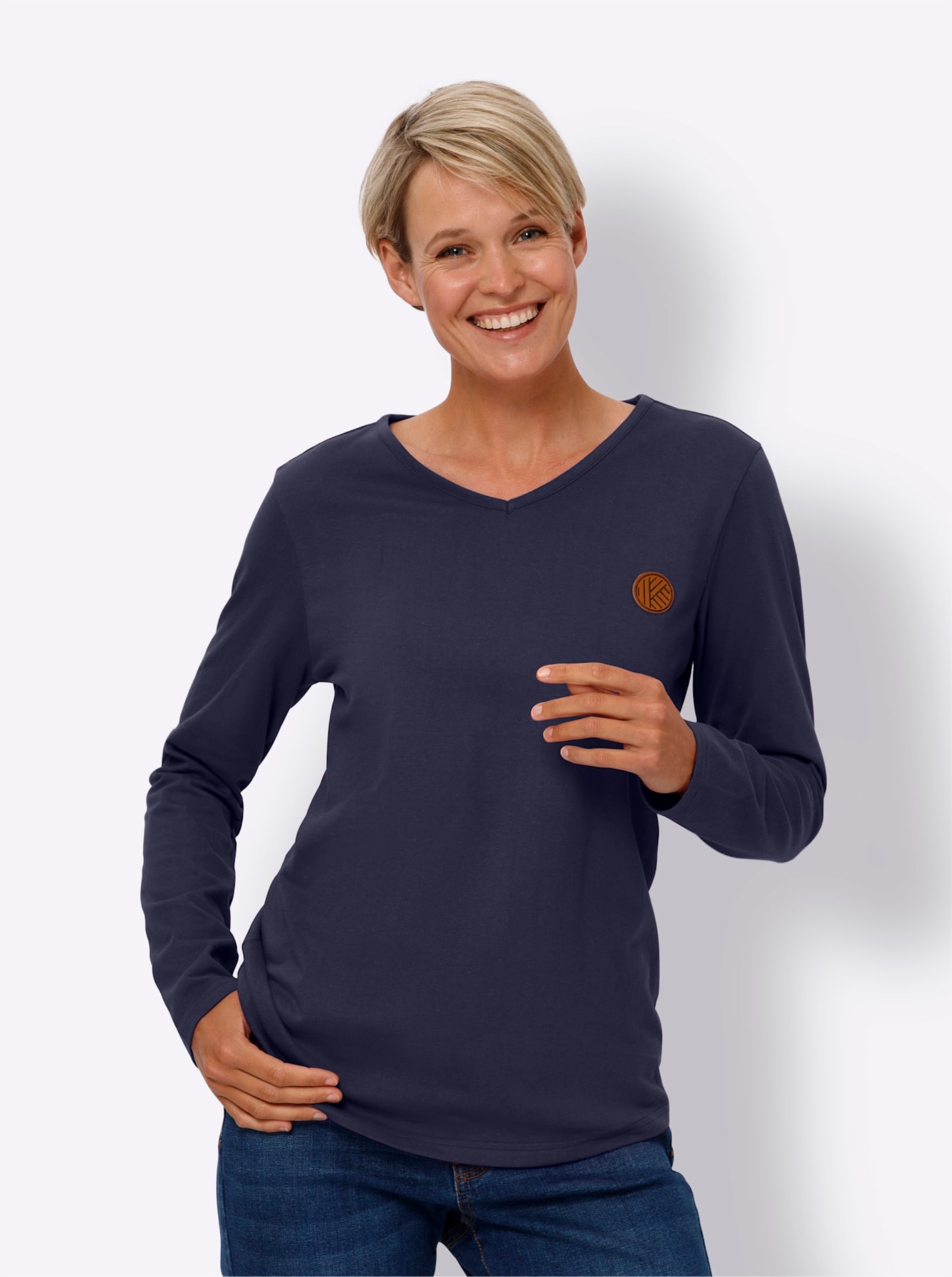 Image of Classic Basics V-Shirt "Langarm-Shirt" 1 Stk.