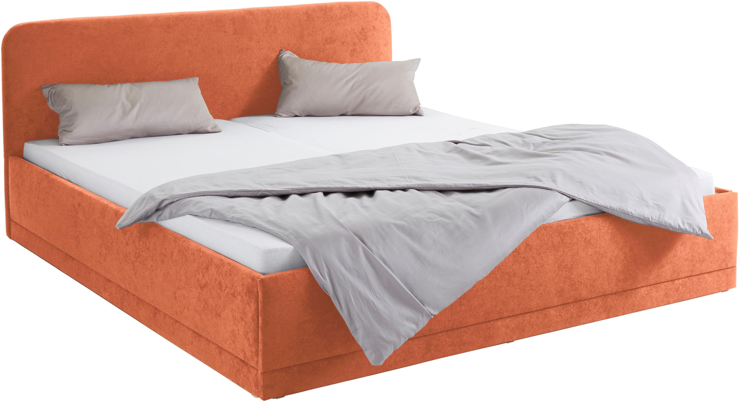 Image of Westfalia Schlafkomfort Polsterbett oxford blue PALOMA + Eiche gekalkt