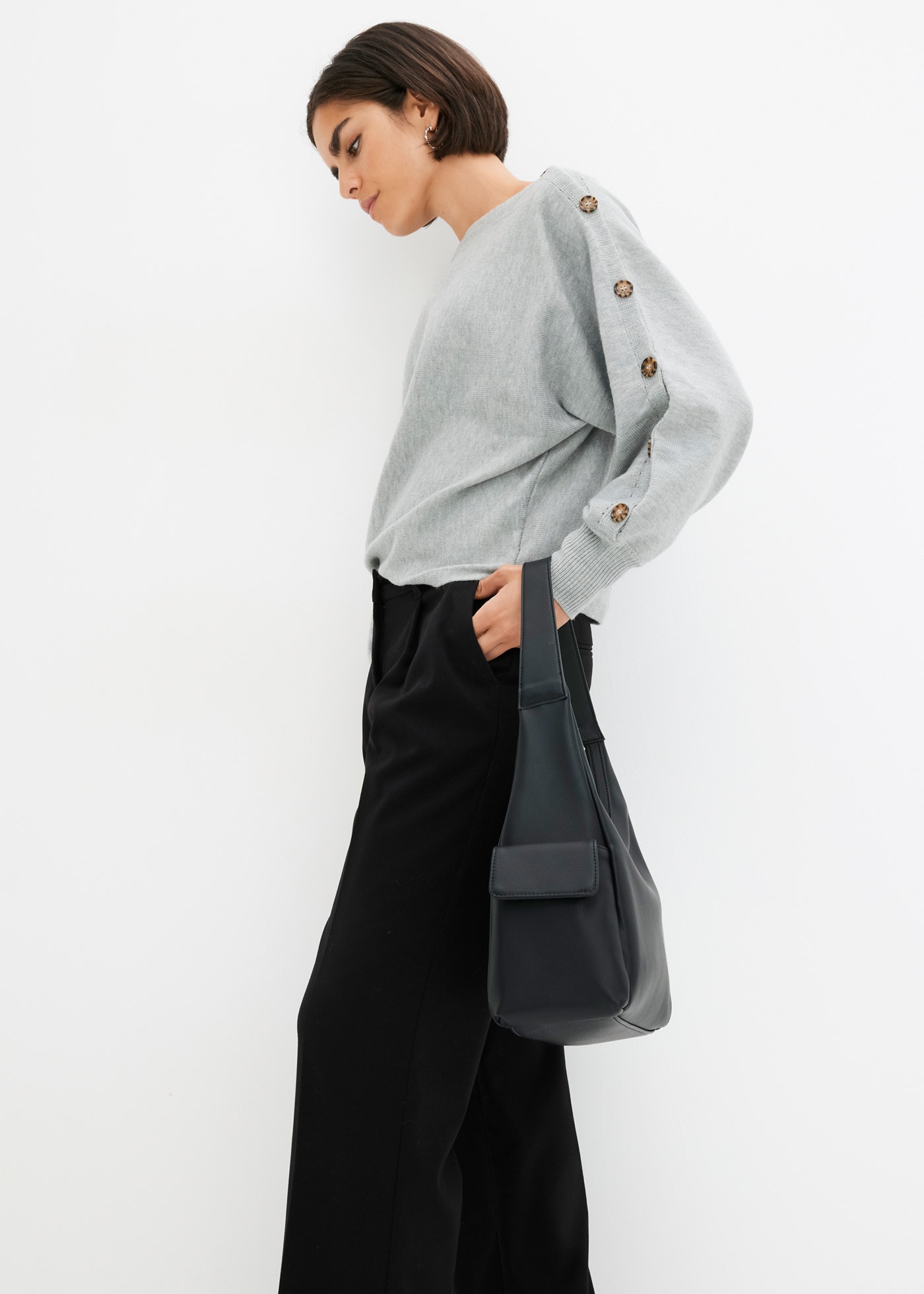 bonprix Pull en tricot »Pullover« aus Polyester und Polyamid, bequeme Passform