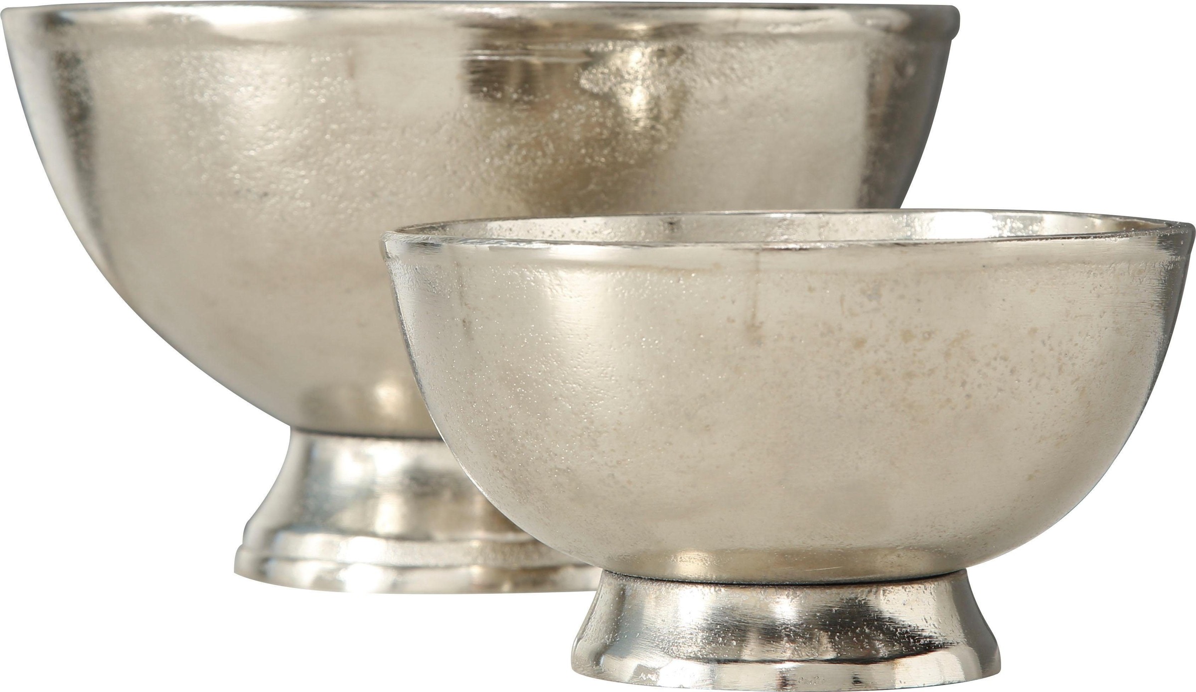 Image of Home affaire Dekoschale »Flaire, silberfarben«, (Set, 2 St.), aus Metall, rund, mit Fuss, Wohnzimmer bei Ackermann Versand Schweiz