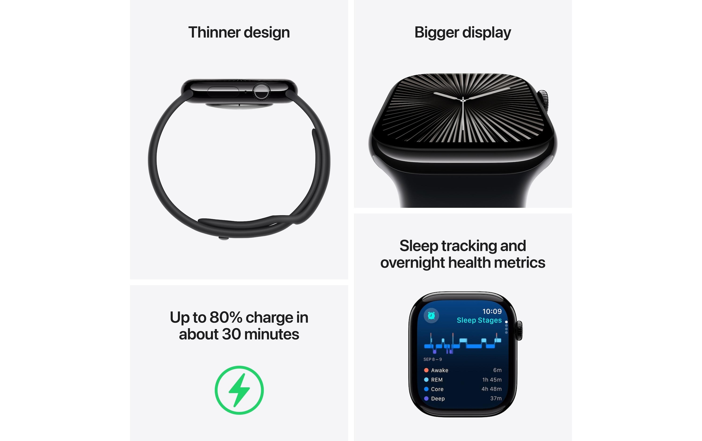 Apple Watch Series 10 Aluminium, 42 mm, GPS, Sport Loop, Diamantschwarz