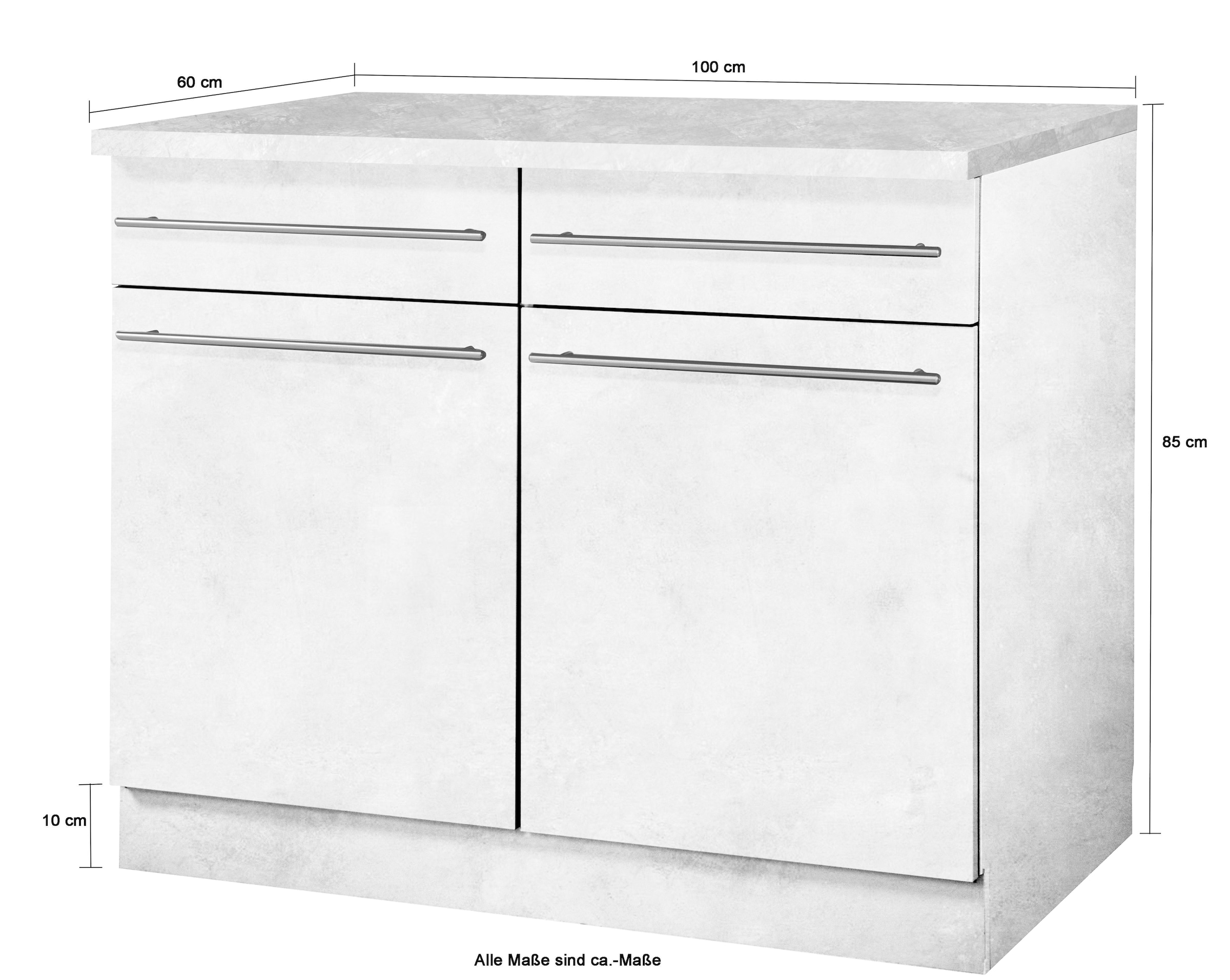 wiho Küchen Unterschrank »Chicago«, 100 cm breit, 2 Schubkästen und 2  Türen, für viel Stauraum günstig kaufen