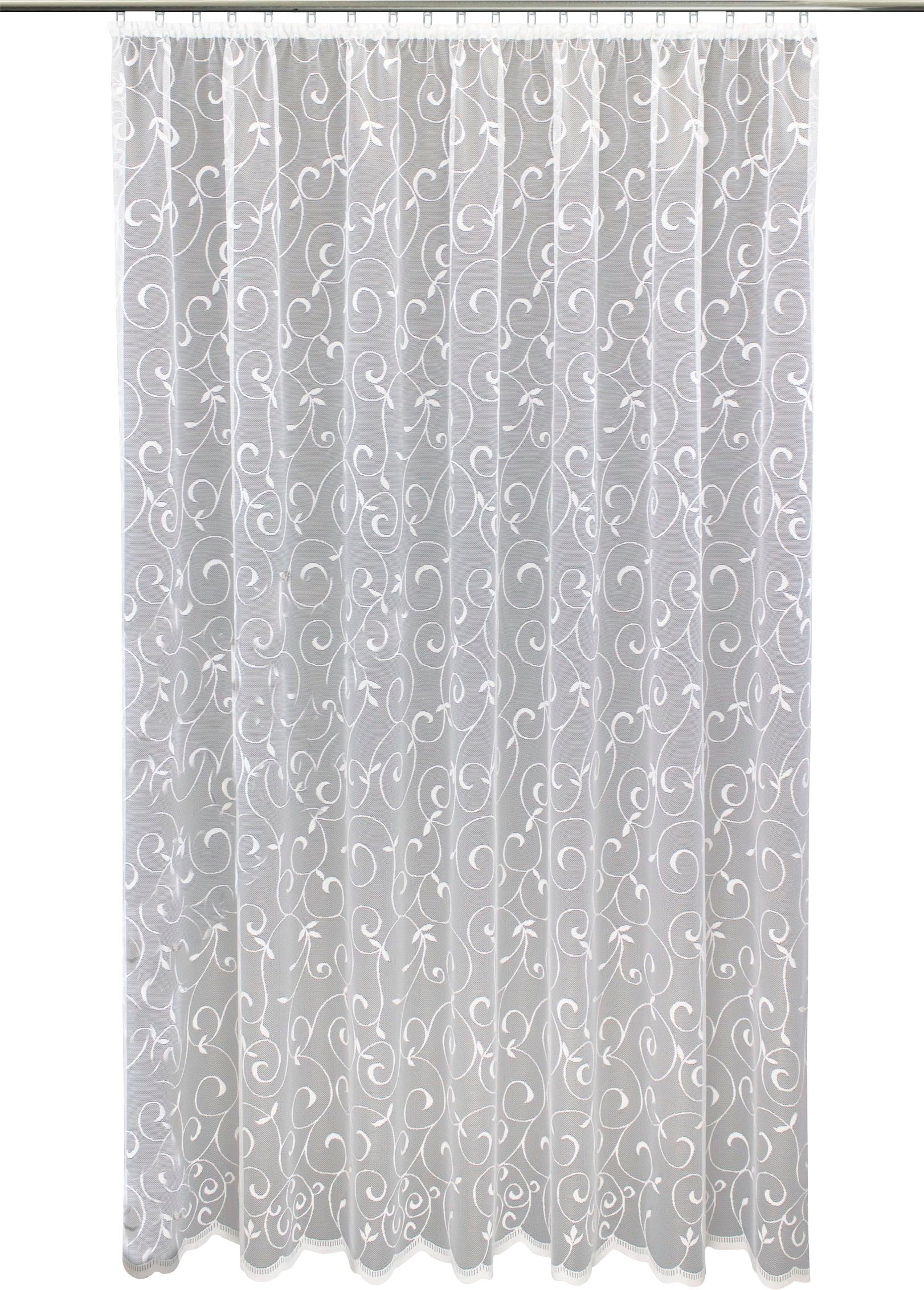 Image of VHG Gardine nach Mass »Beatrix«, (1 St.), Stores nach Mass, Bogenkante, floral, all over, gemustert, transparent, Uni, weiss, Jacquard, gewirkt, verschiedene Grössen bei Ackermann Versand Schweiz