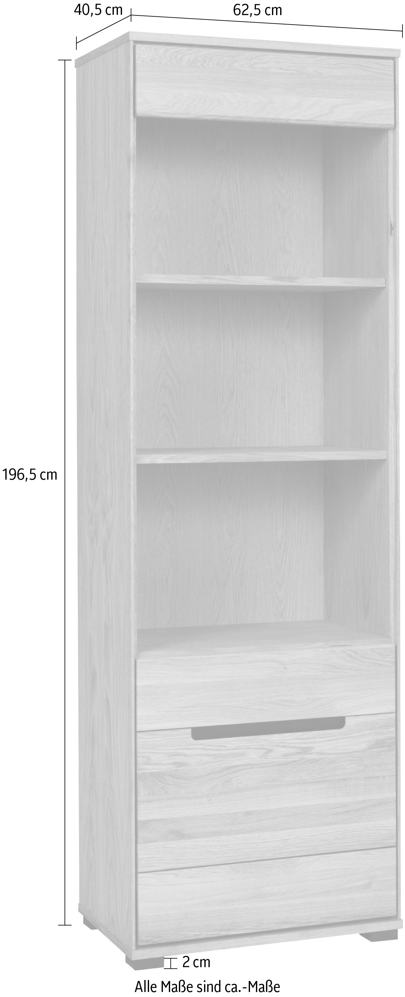 Home affaire Vitrine »Vitrine LOLA B/T/H: 62,5/196,5/40,5cm« Eiche teilmassiv, Türen mit dampfer