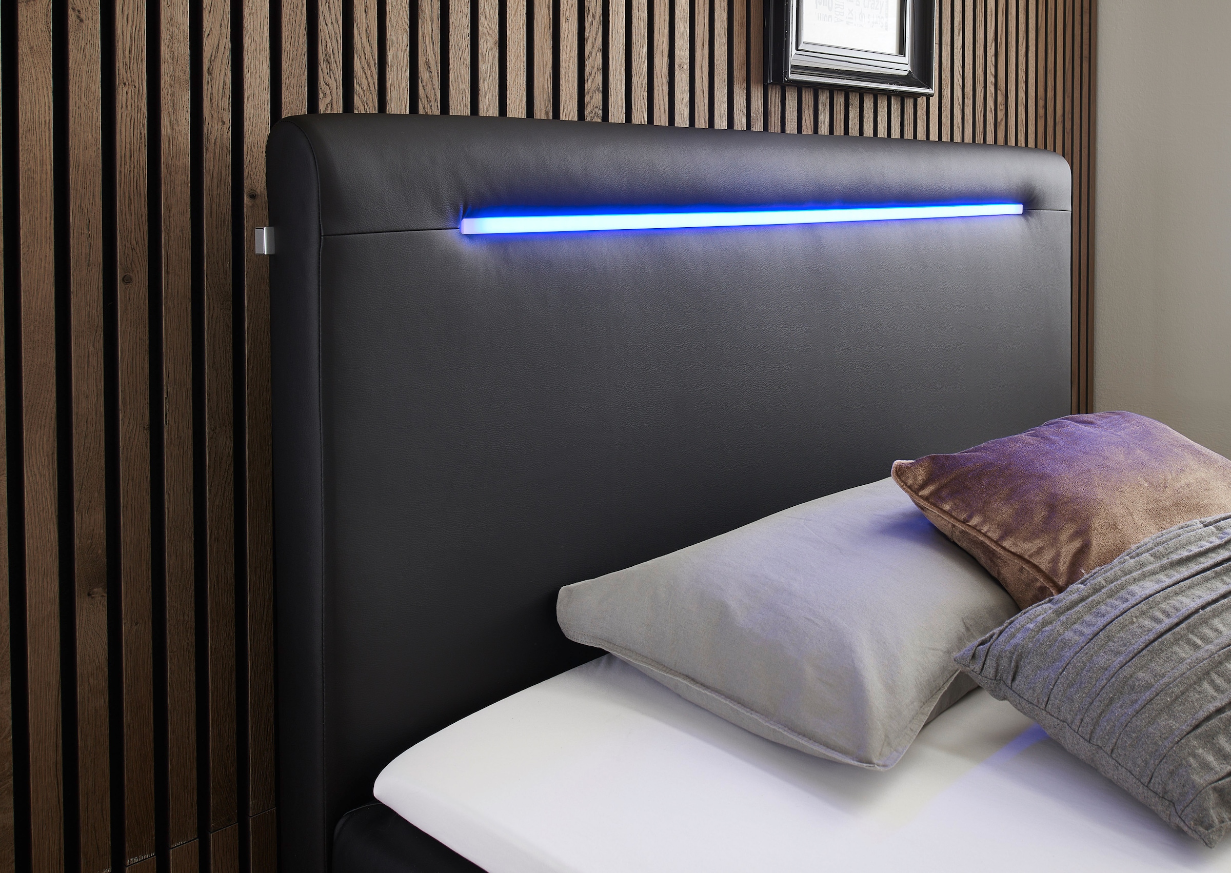 meise.möbel Lit de boxe »Candela inkl. Bettkasten, Topper & LED-Beleuchtung an Kopfteil & Füssen«