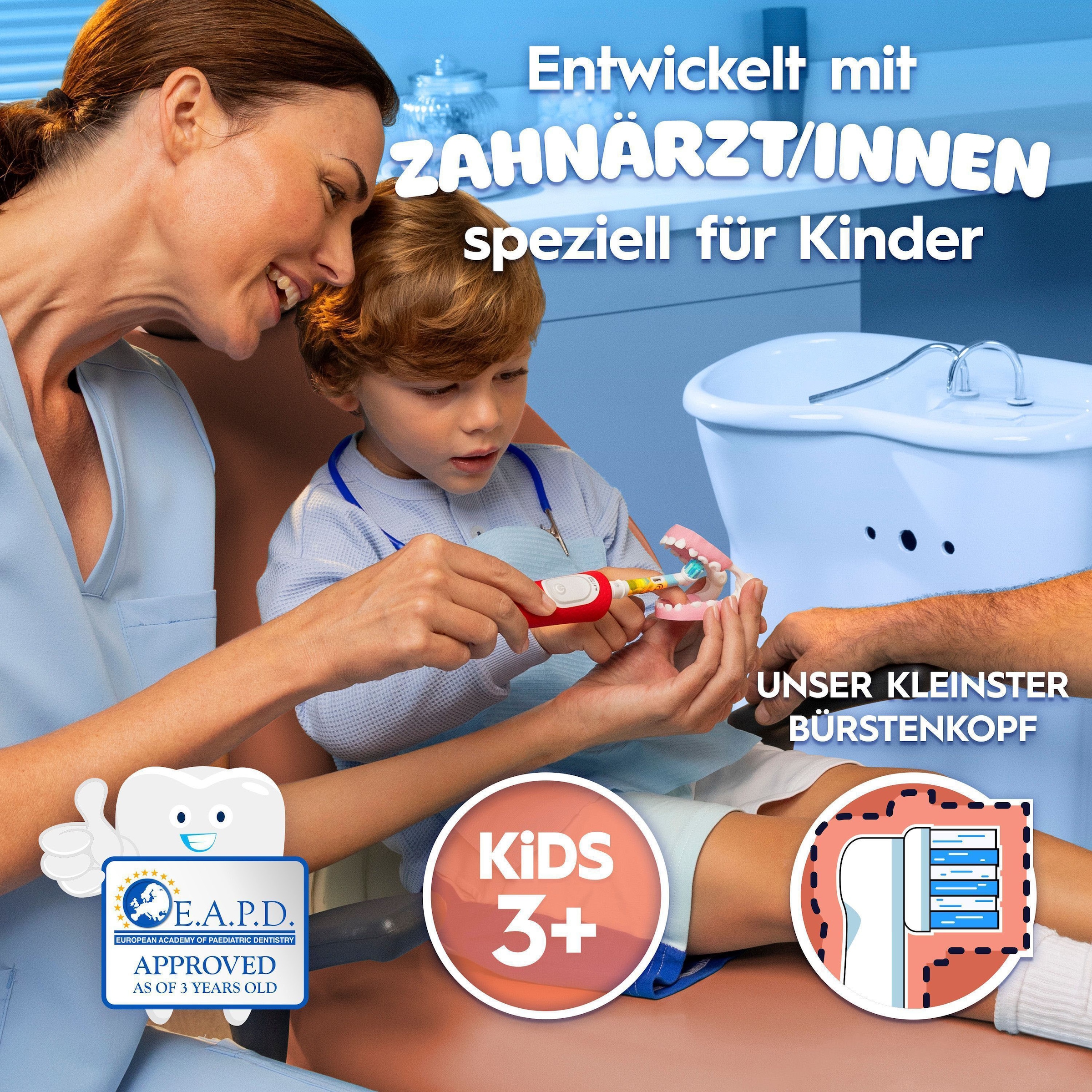 Oral-B Elektrische Kinderzahnbürste »Pro Kids König der Löwen« 1 Stk. Aufsteckbürsten inklusive Sensitiv+ Modus für Zahnpflege, extra weiche Borsten