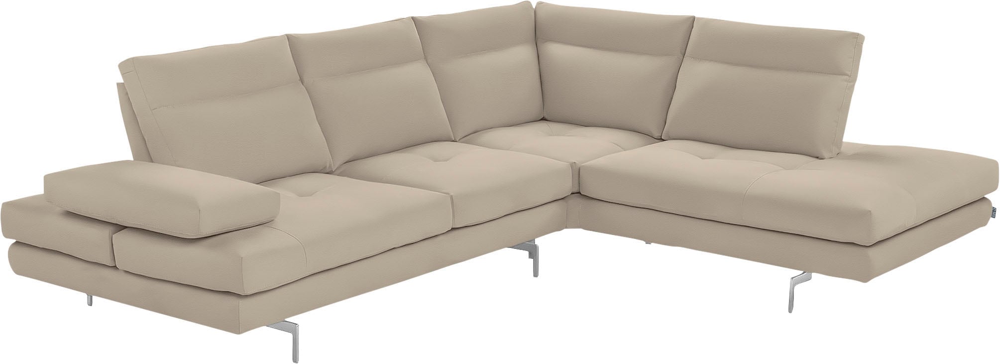Image of CALIA ITALIA Ecksofa "Toby Wing, B/T: 288/232 cm, Multifunktionssofa, Designsofa, L-Form" Sitztiefenverstellung und Armteilfunktion, Füsse chrom glänzend