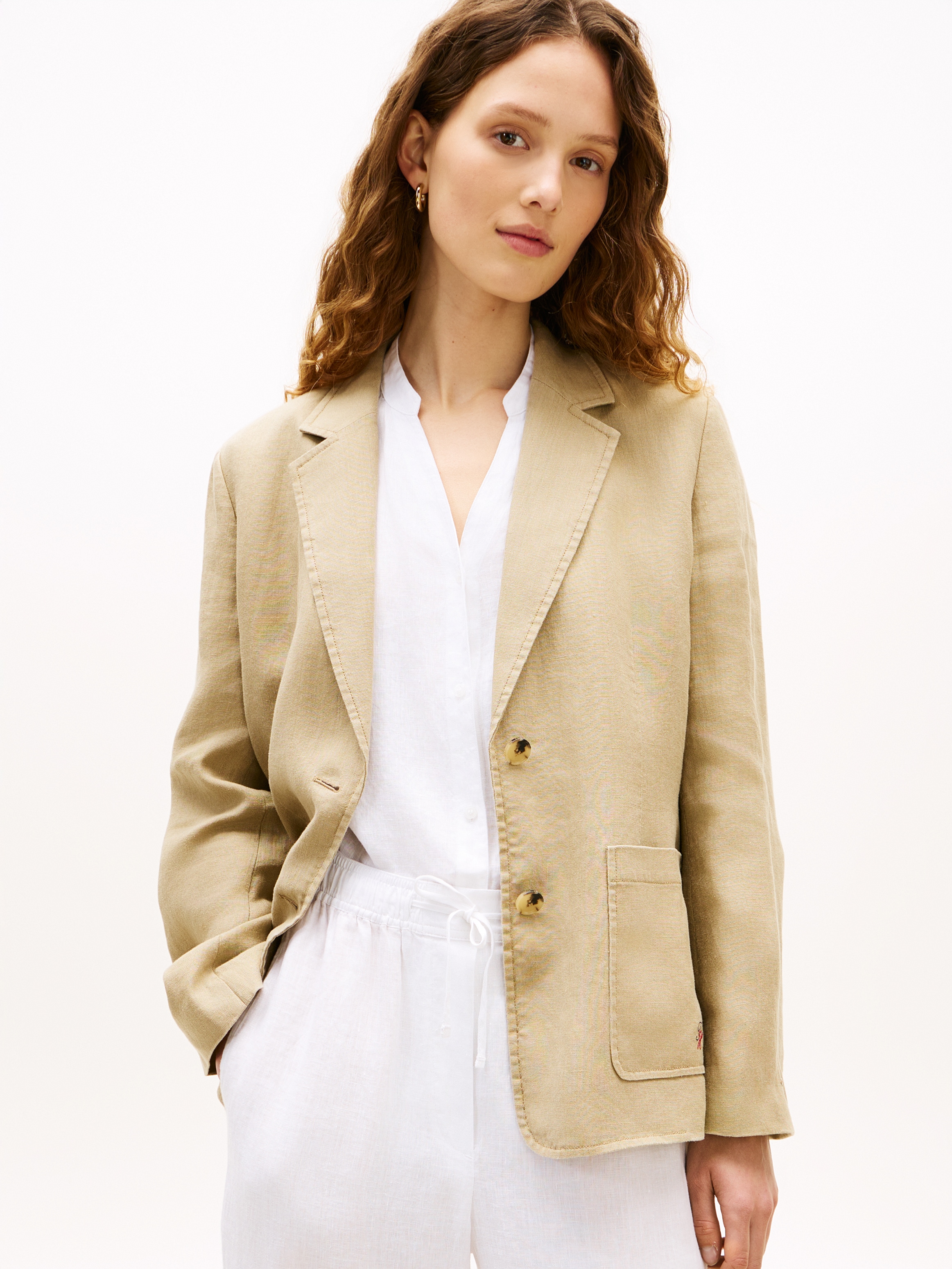 Tommy Hilfiger Blazer court »NEW ESS LINEN REG SB BLAZER« avec poches appliquées